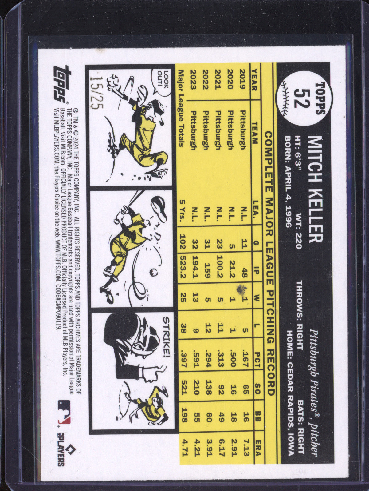 Mitch Keller 2024 Topps Archives 52 1961 Topps Blue 15/25