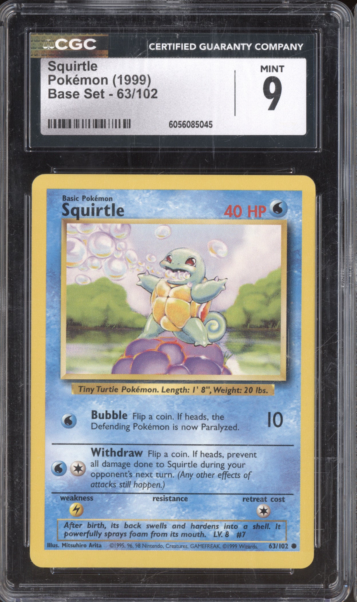 1999 Pokemon Base Set 63/102 Squirtle CGC 9