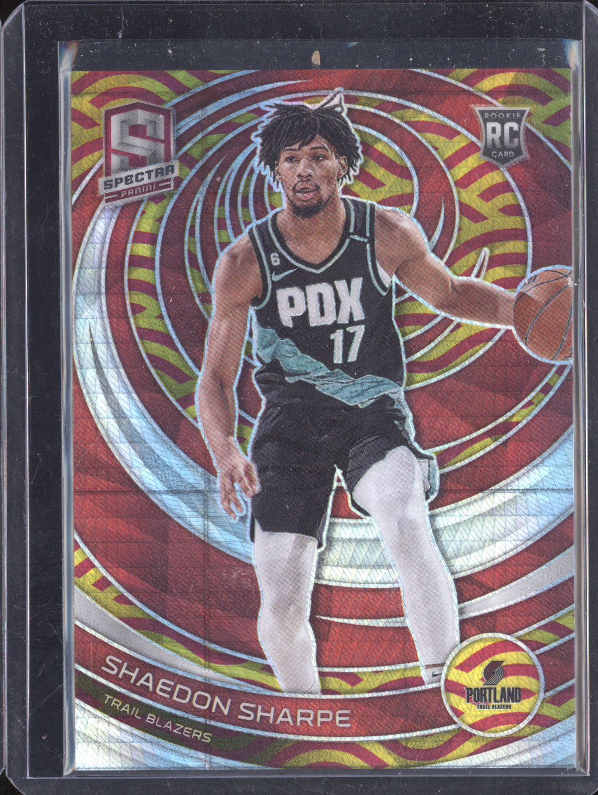 Shaedon Sharpe 2022-23 Panini Spectra 157 Red and Yellow Asia RC 22/75