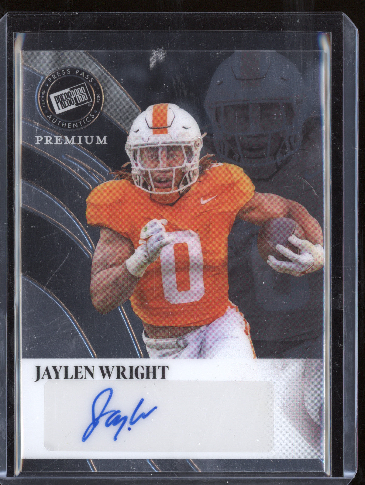 Jaylen Wright 2024 Leaf Press Pass Premium RA-JW1 Retro Auto Brite Brite 20/49