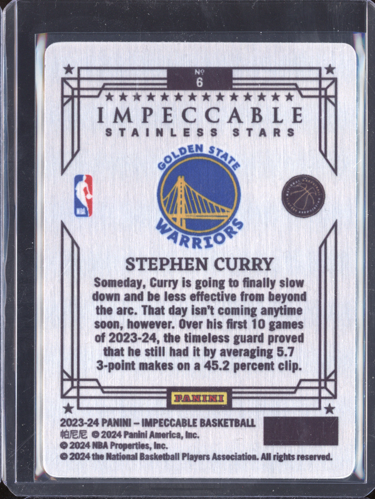 Stephen Curry 2023-24 Panini Impeccable 6 Stainless Stars International Red