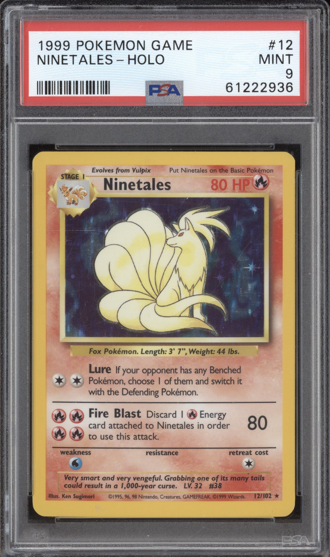 Ninetales 1999 Pokemon Base Set 12/102 Holo PSA 9