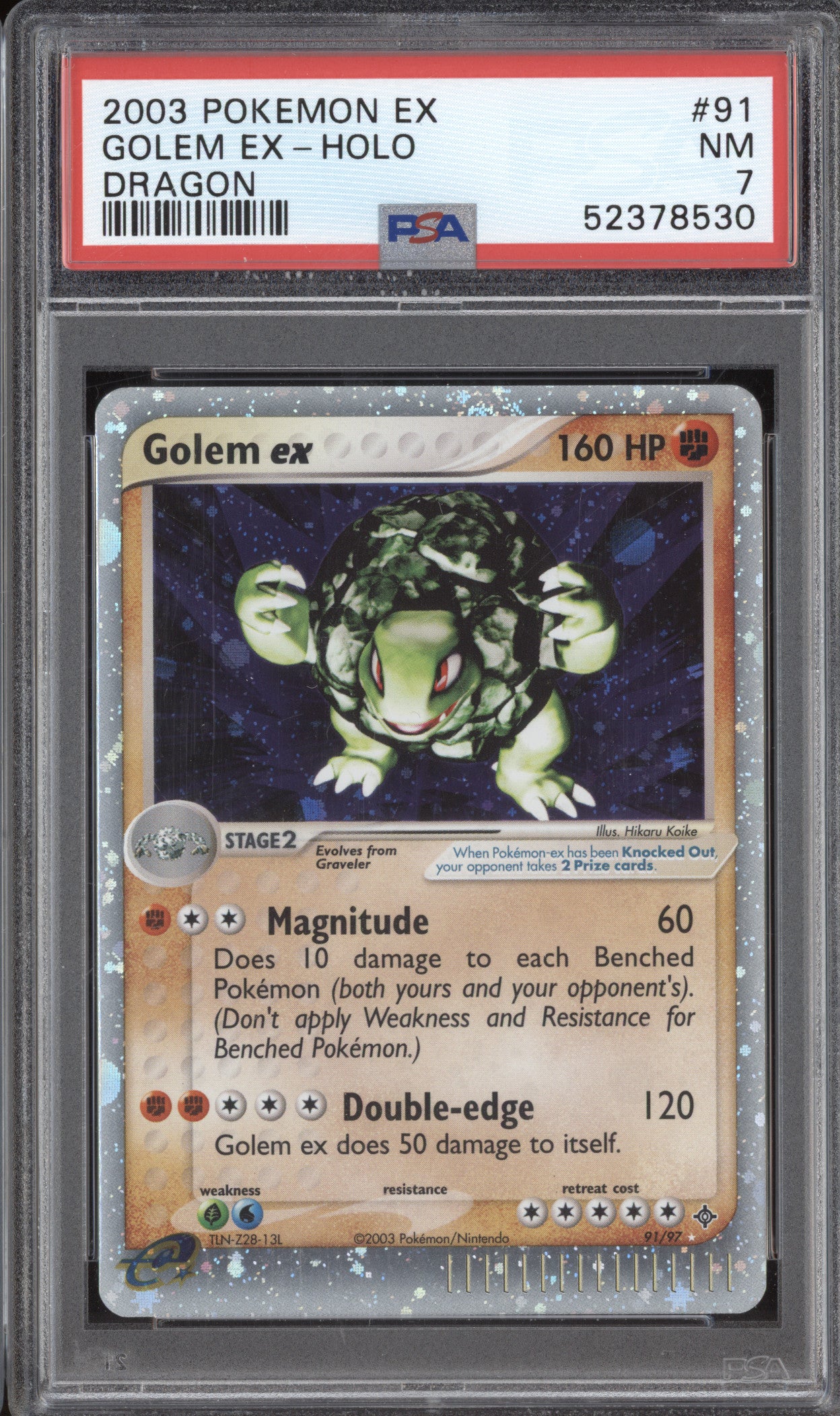 Golem ex 2003 Pokemon EX Dragon 91/97 Holo PSA 7