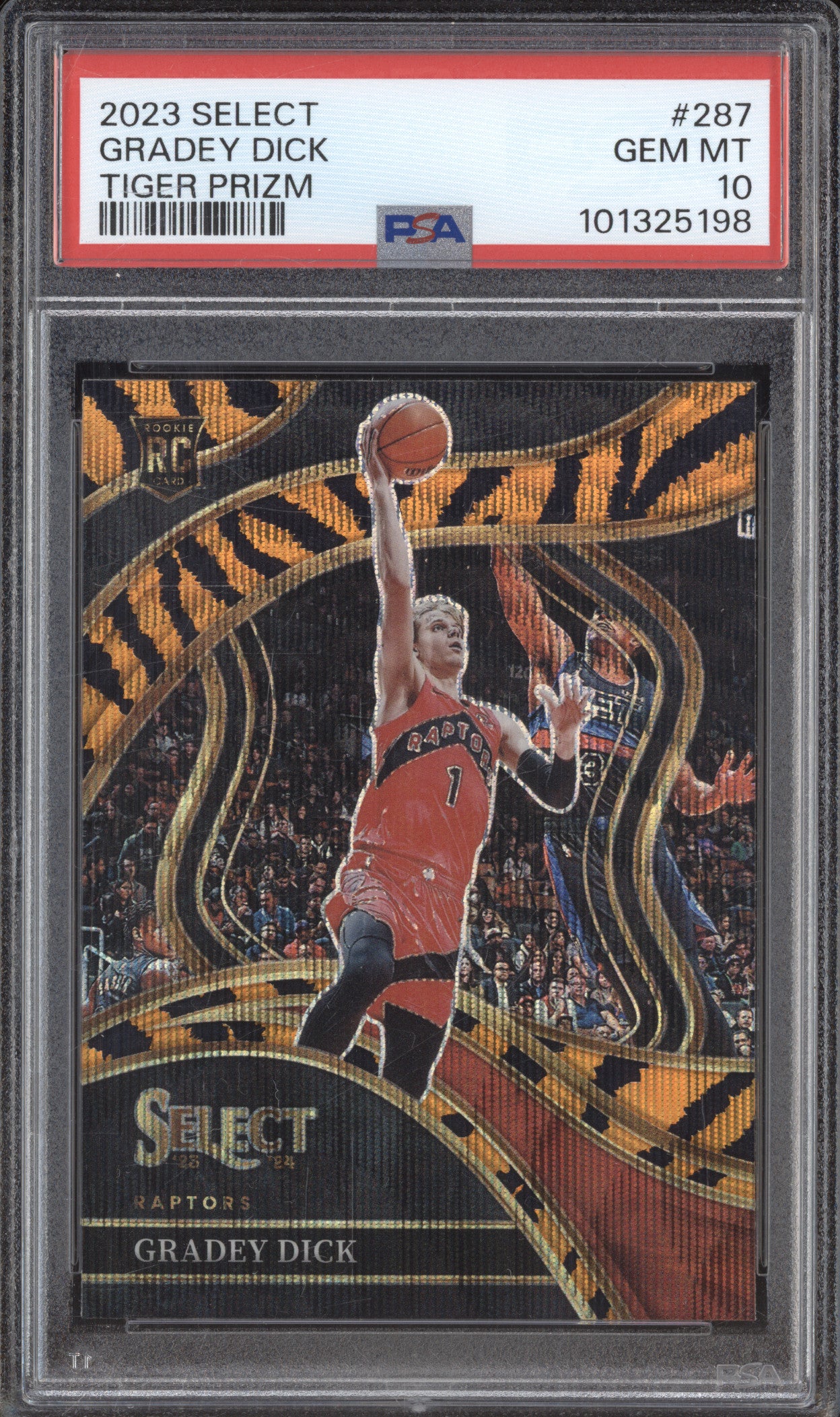 2023 Panini Select 287 Gradey Dick Courtside Tiger Prizm RC 10