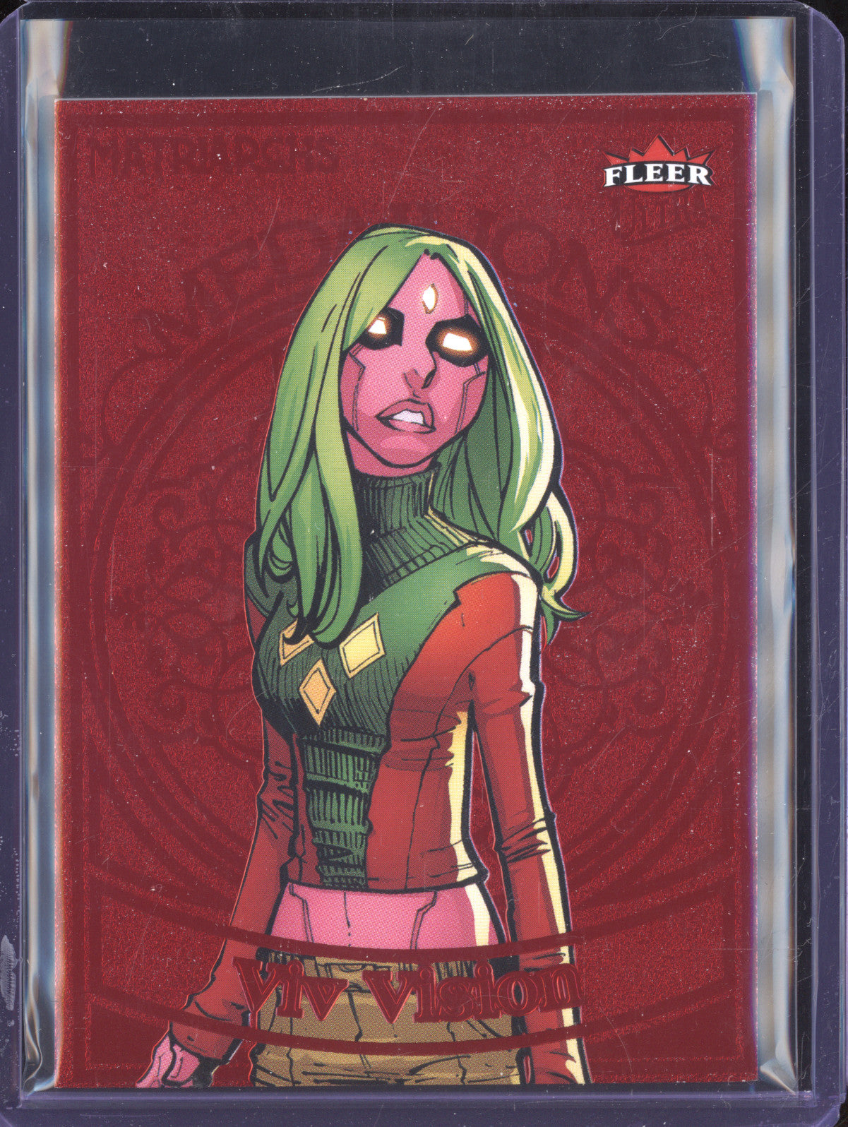 Viv Vision 2024 Fleer Matriarchs of Marvel M-26 Medallions Ruby Red 45/50
