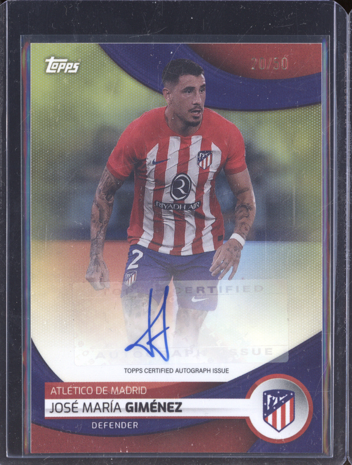 Jose Maria Gimenez 2023-24 Topps Athletico Madrid Team Set AU-JG Auto Gold /50