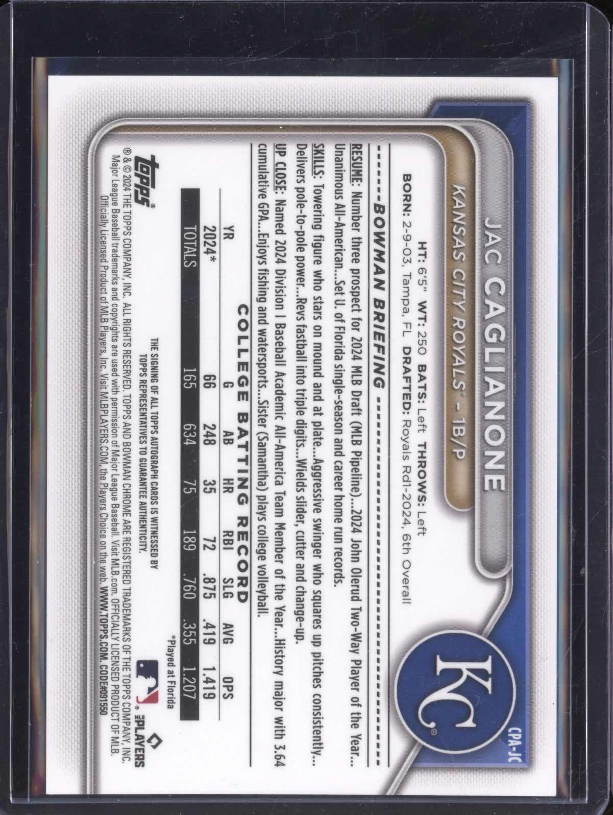 Jac Caglianone 2024 Bowman Draft CPA-JC 2nd Prospect Auto RC
