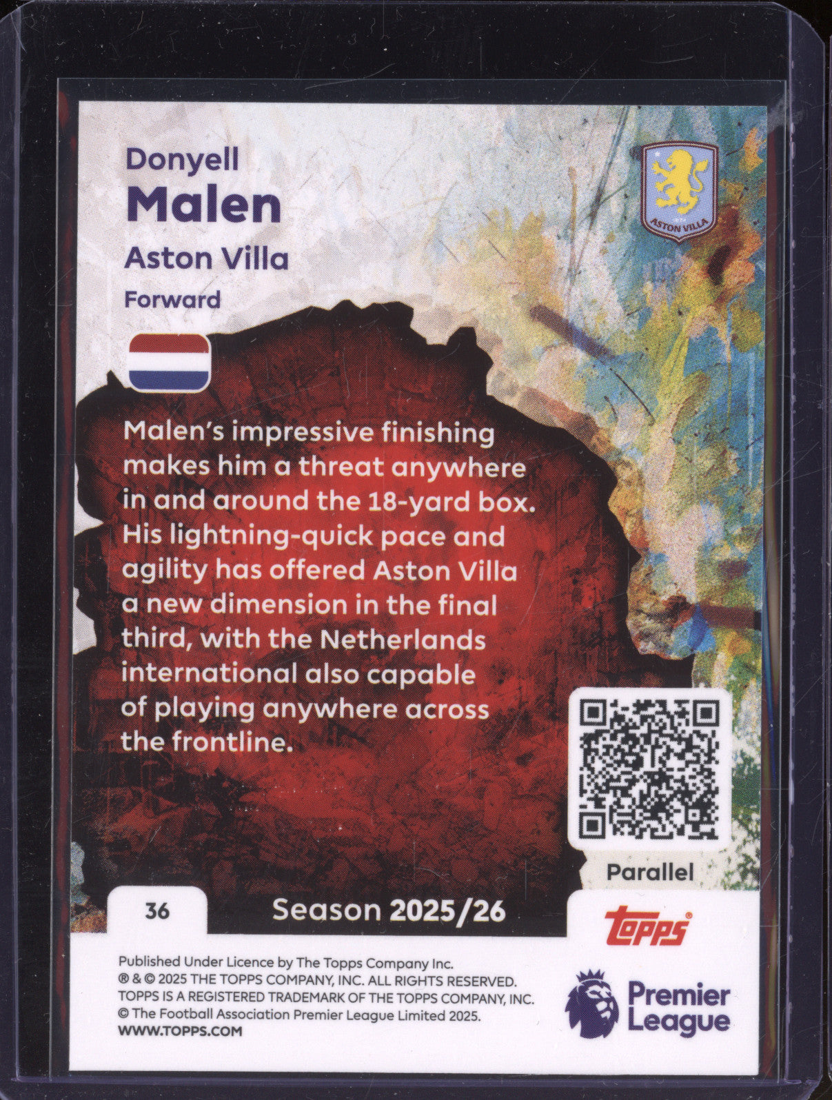 Donyell Malen 2025-26 Topps Premier League 36 Tekkers Black & White 22/75