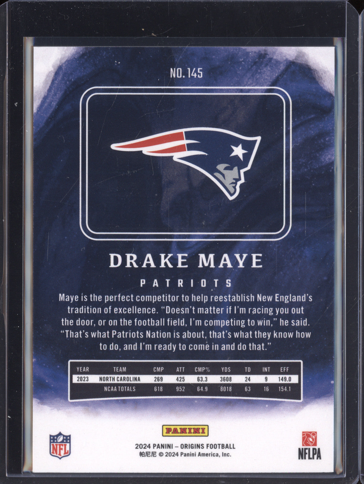 Drake Maye 2024 Panini Origins 145 RC