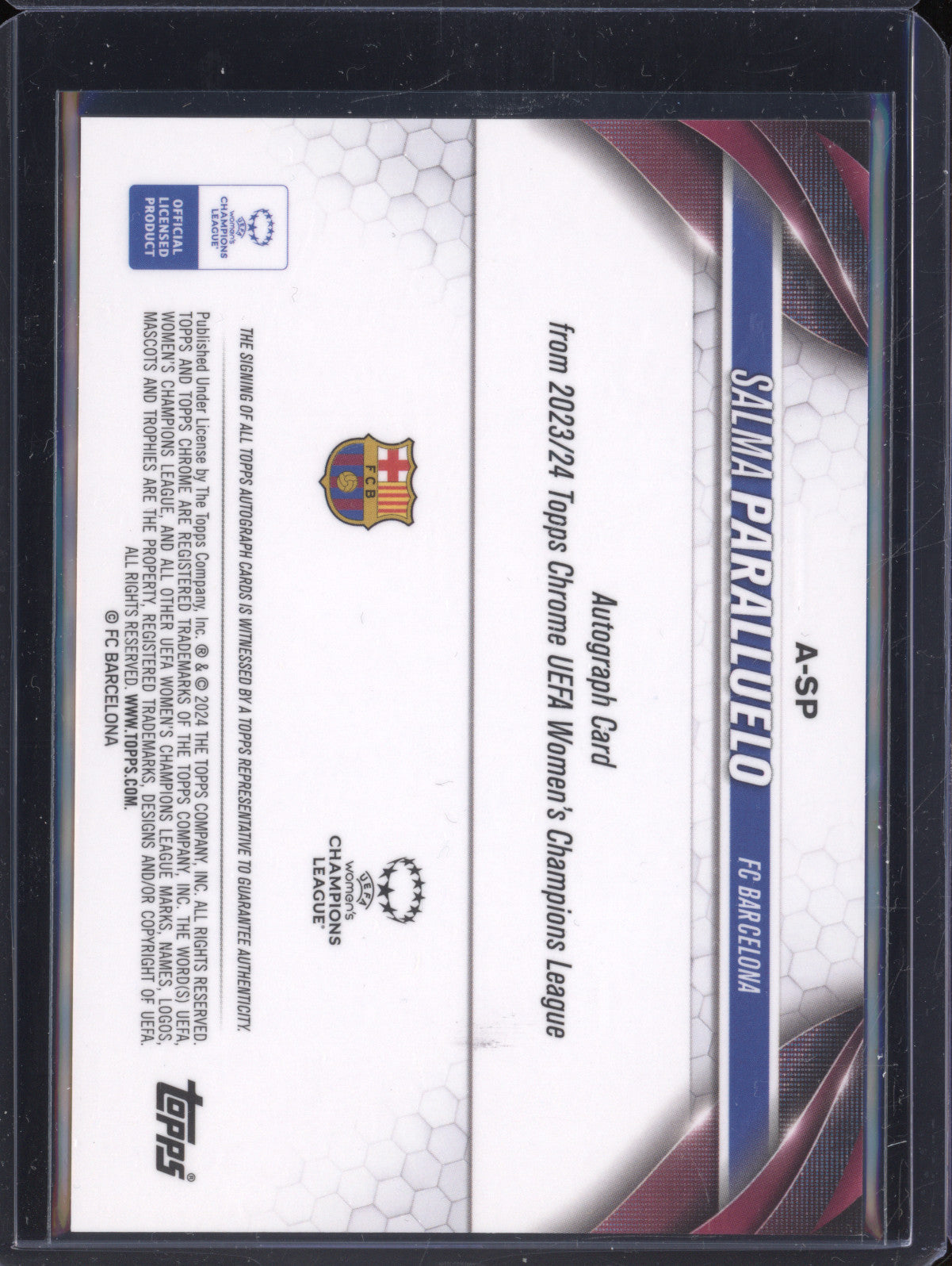 Salma Paralluelo 2023-24 Topps Chrome Women's A-SP Inferno Refractor Auto 71/75