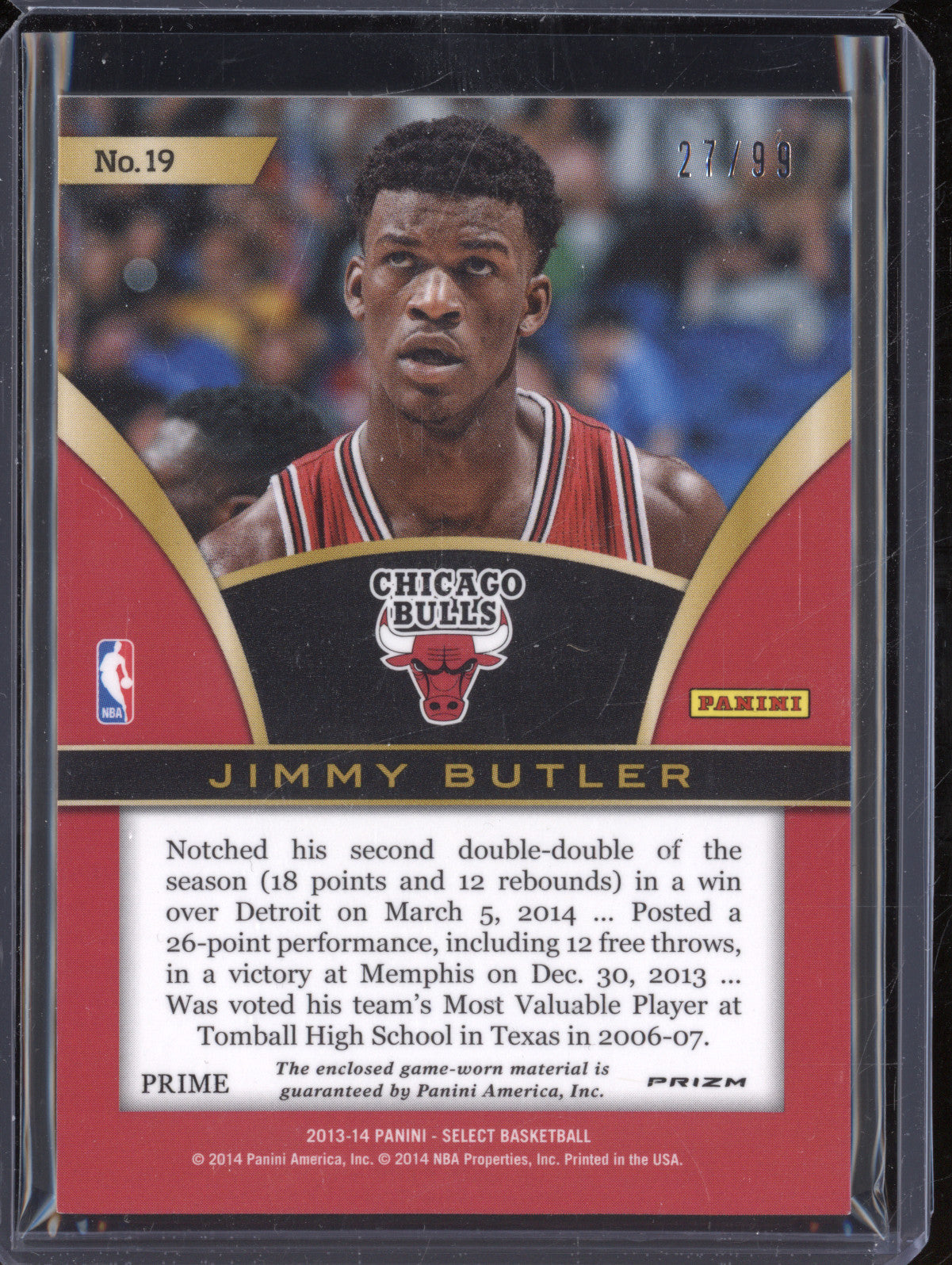 Jimmy Butler 2013-14 Panini Select 19 Select Swatches Purple 27/99