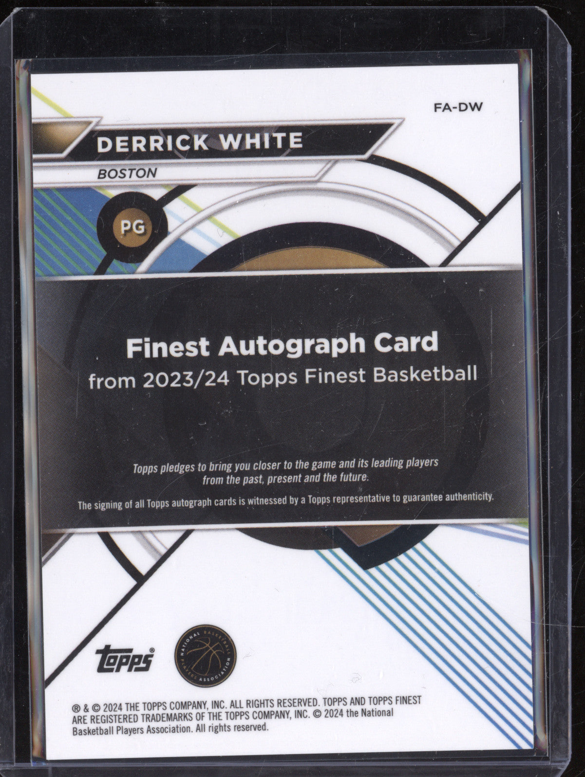 Derrick White 2023-24 Topps Finest FA-DW Finest Auto