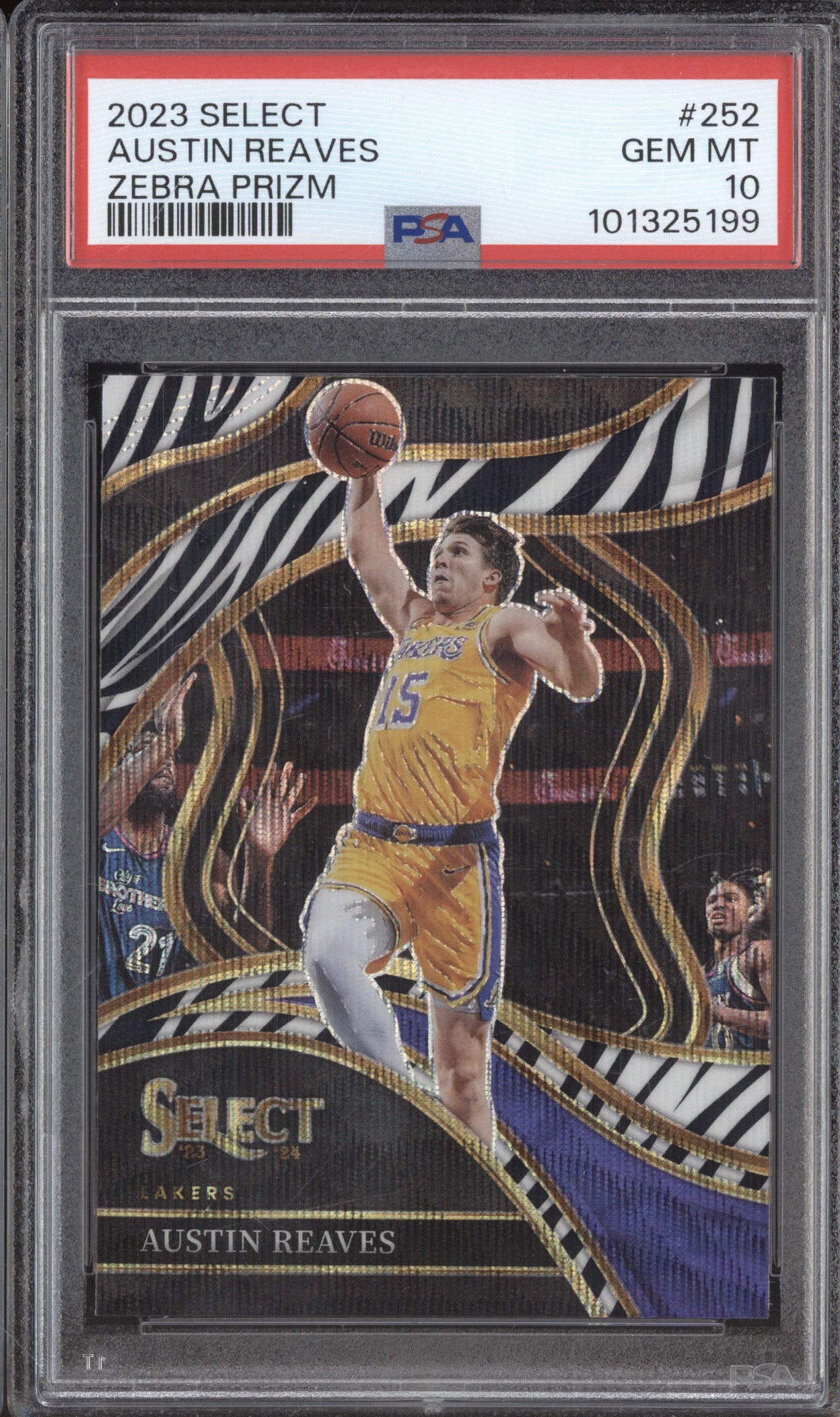2023 Panini Select 252 Austin Reaves Courtside Zebra Prizm PSA 10