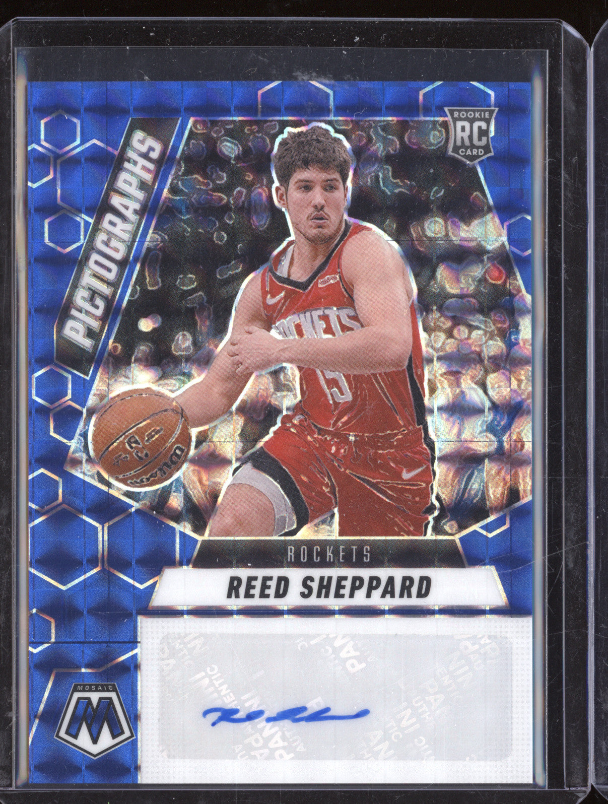Reed Sheppard 2024-25 Panini Mosaic PM-SHP Pictographs Mosaic Blue RC 26/35