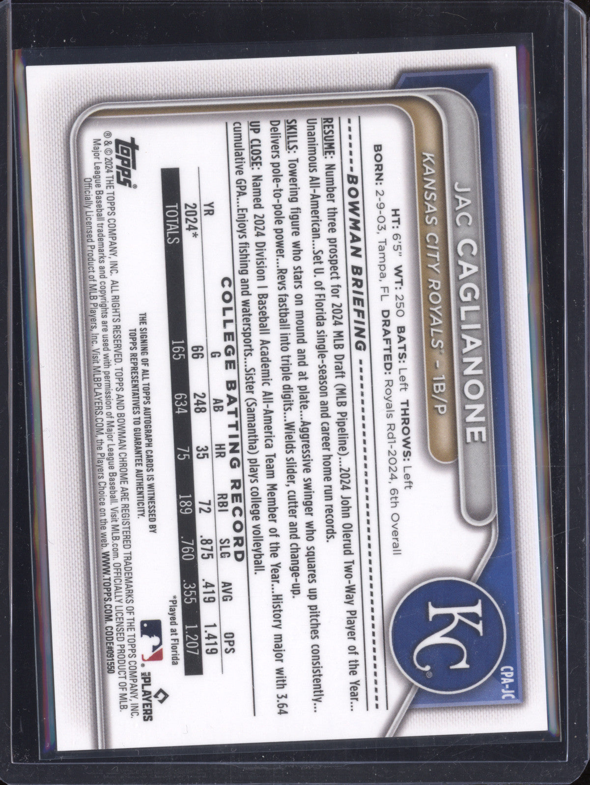 Jac Caglianone 2024 Bowman Draft CPA-JC 3rd Prospect Auto RC