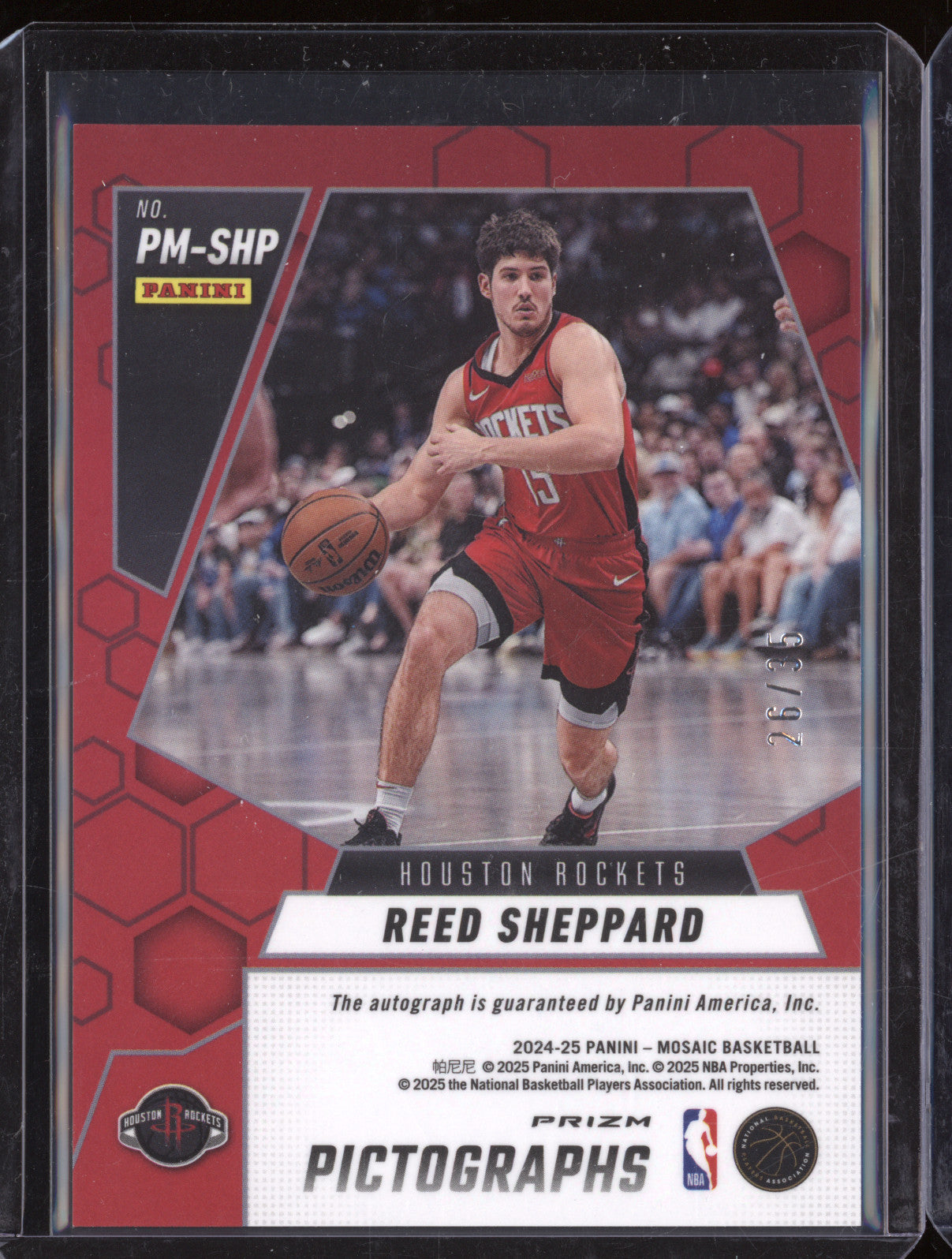 Reed Sheppard 2024-25 Panini Mosaic PM-SHP Pictographs Mosaic Blue RC 26/35