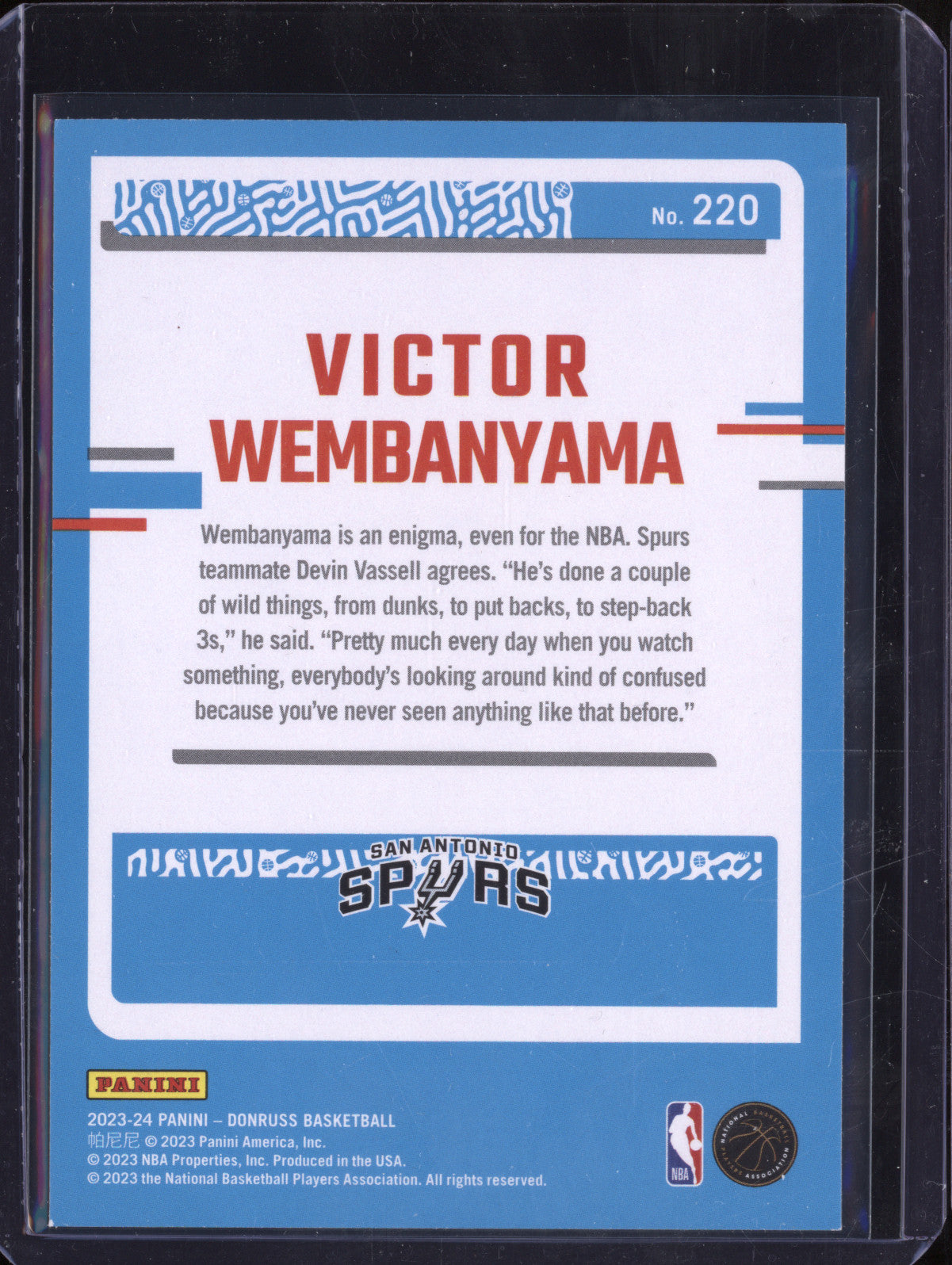 Victor Wembanyama 2023-24 Panini Donruss 220 Red Laser Holo RC