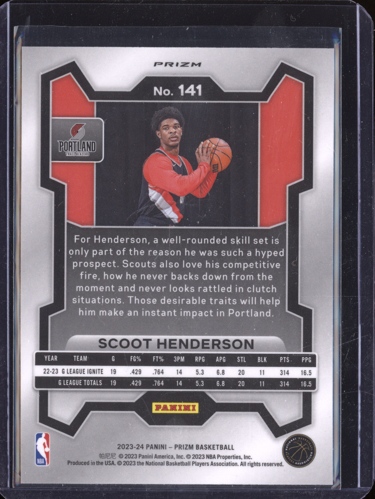Scoot Henderson 2023-24 Panini Prizm 141 Green Wave RC