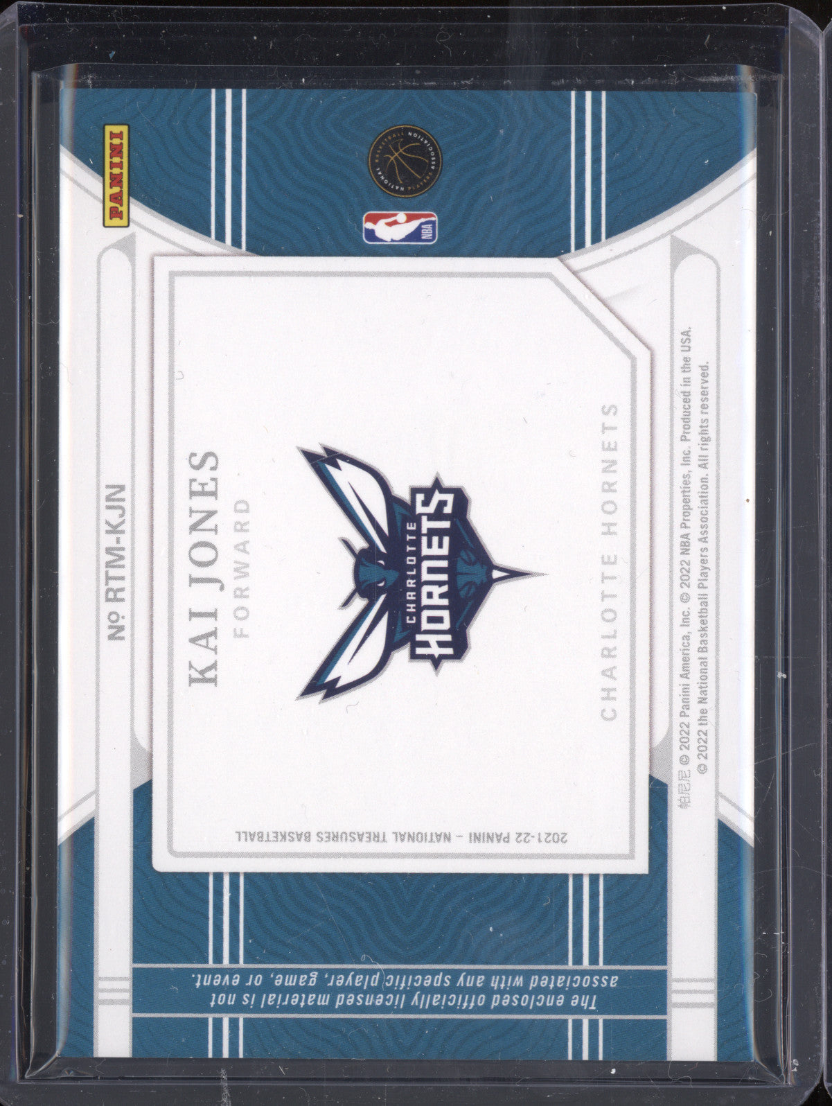 Kai Jones 2021-22 Panini NT RTM-KJN Rookie Triple Materials Prime RC 5/25