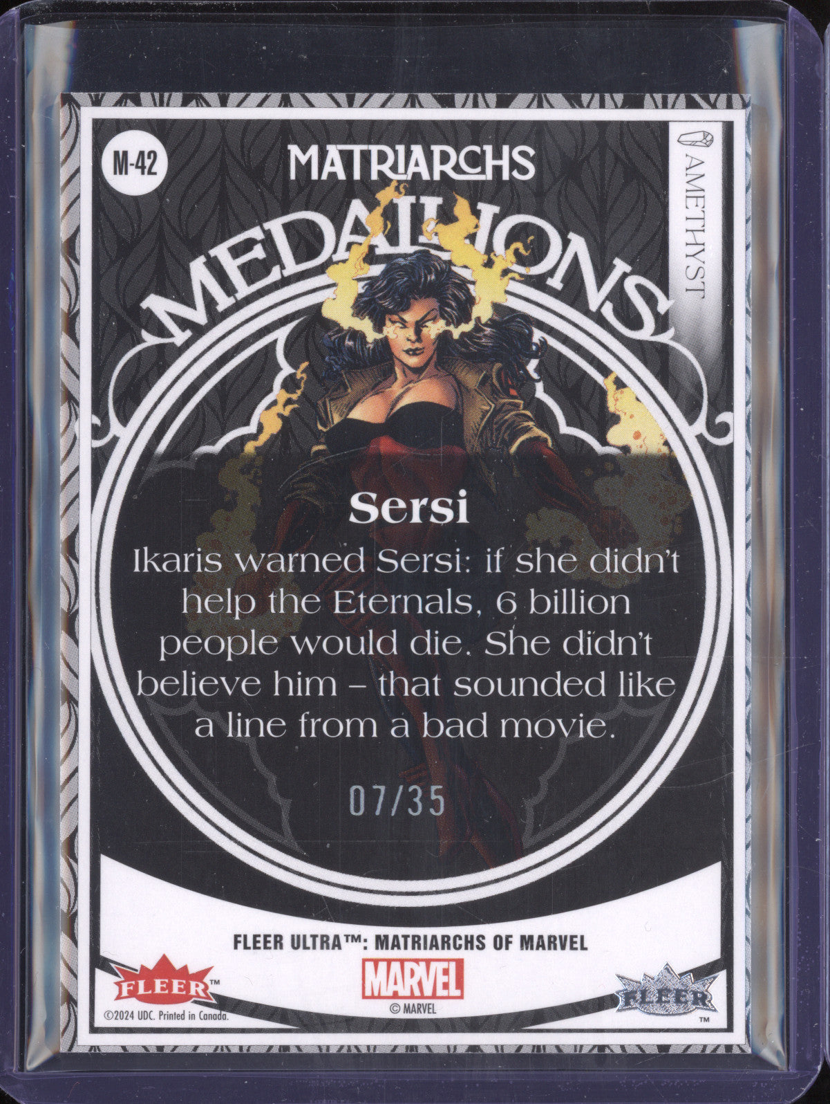 Sersi 2024 Fleer Matriarchs of Marvel M-42 Medallions Amethyst 7/35