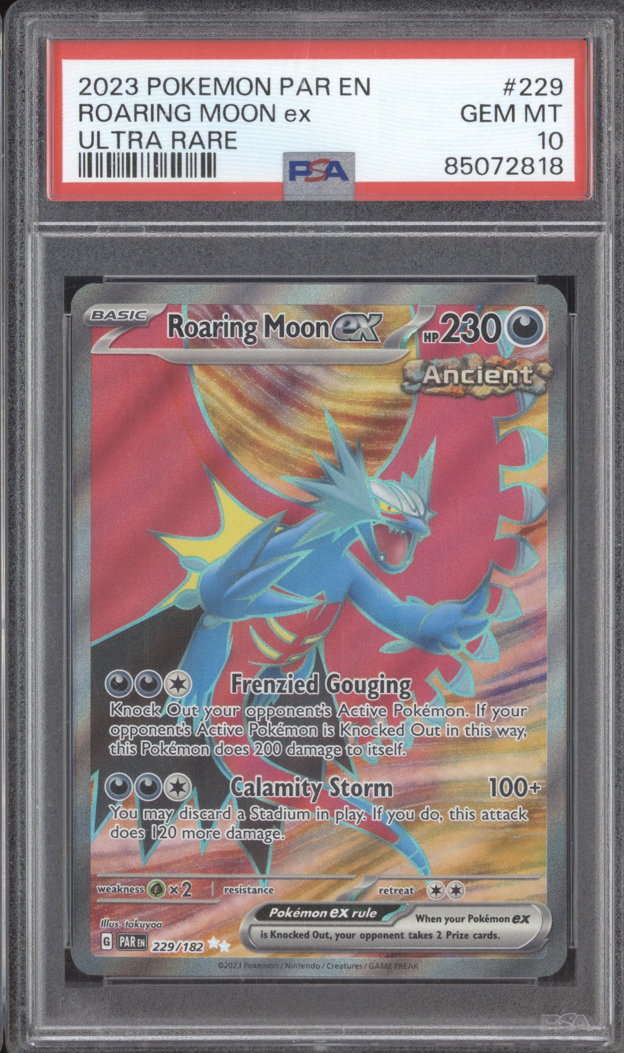 Roaring Moon ex 2023 Pokemon Paradox Rift 229/182 Ultra Rare PSA 10