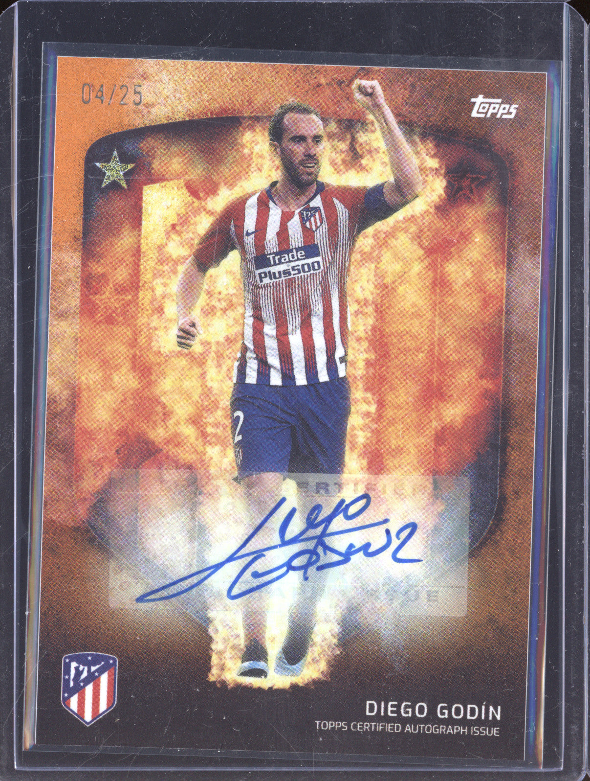Diego Godin 2023-24 Topps Athletico Madrid Team Set IN-DG Autograph Orange 4/25