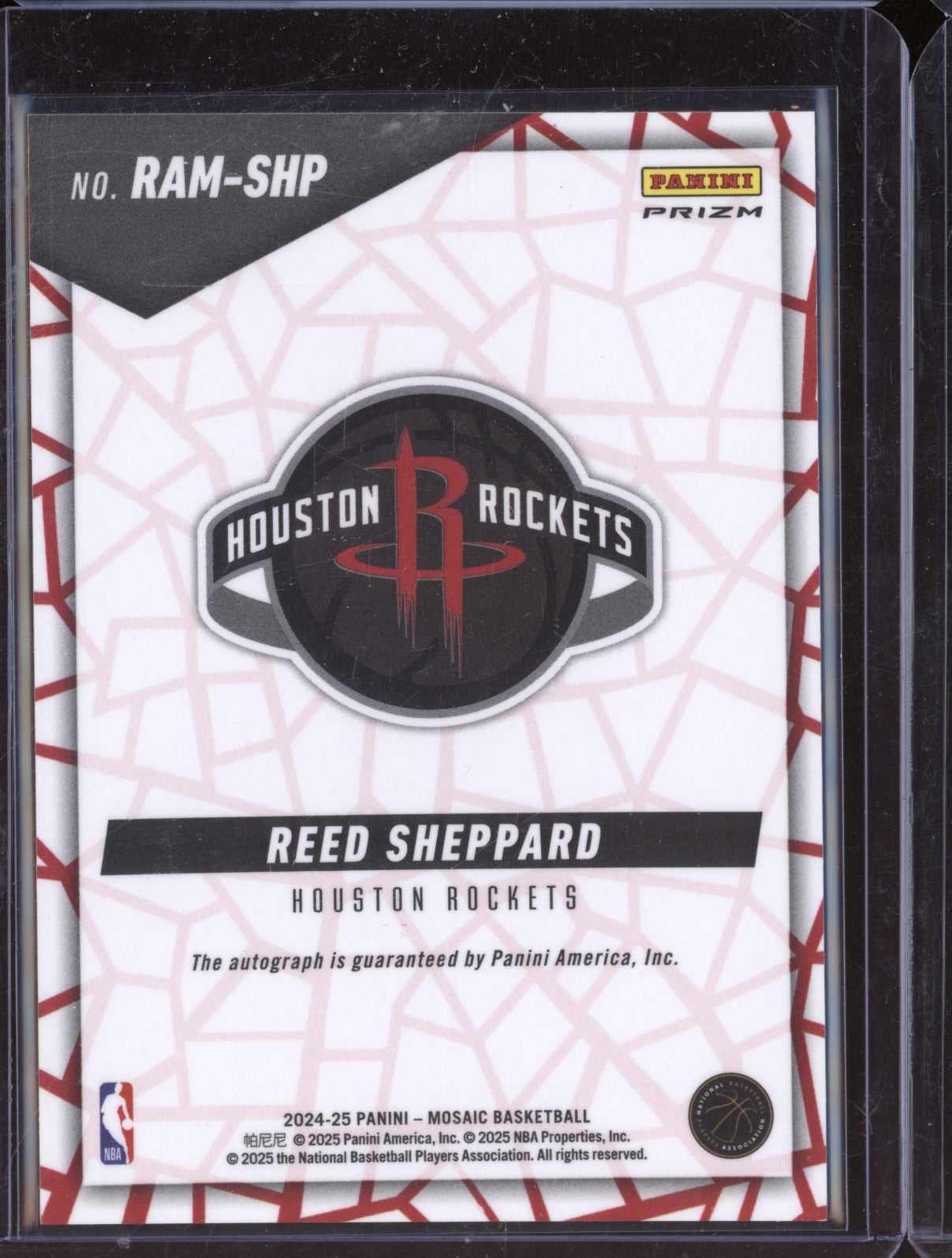 Reed Sheppard 2024-25 Panini Mosaic RAM-SHP Mosaic Autographs RC