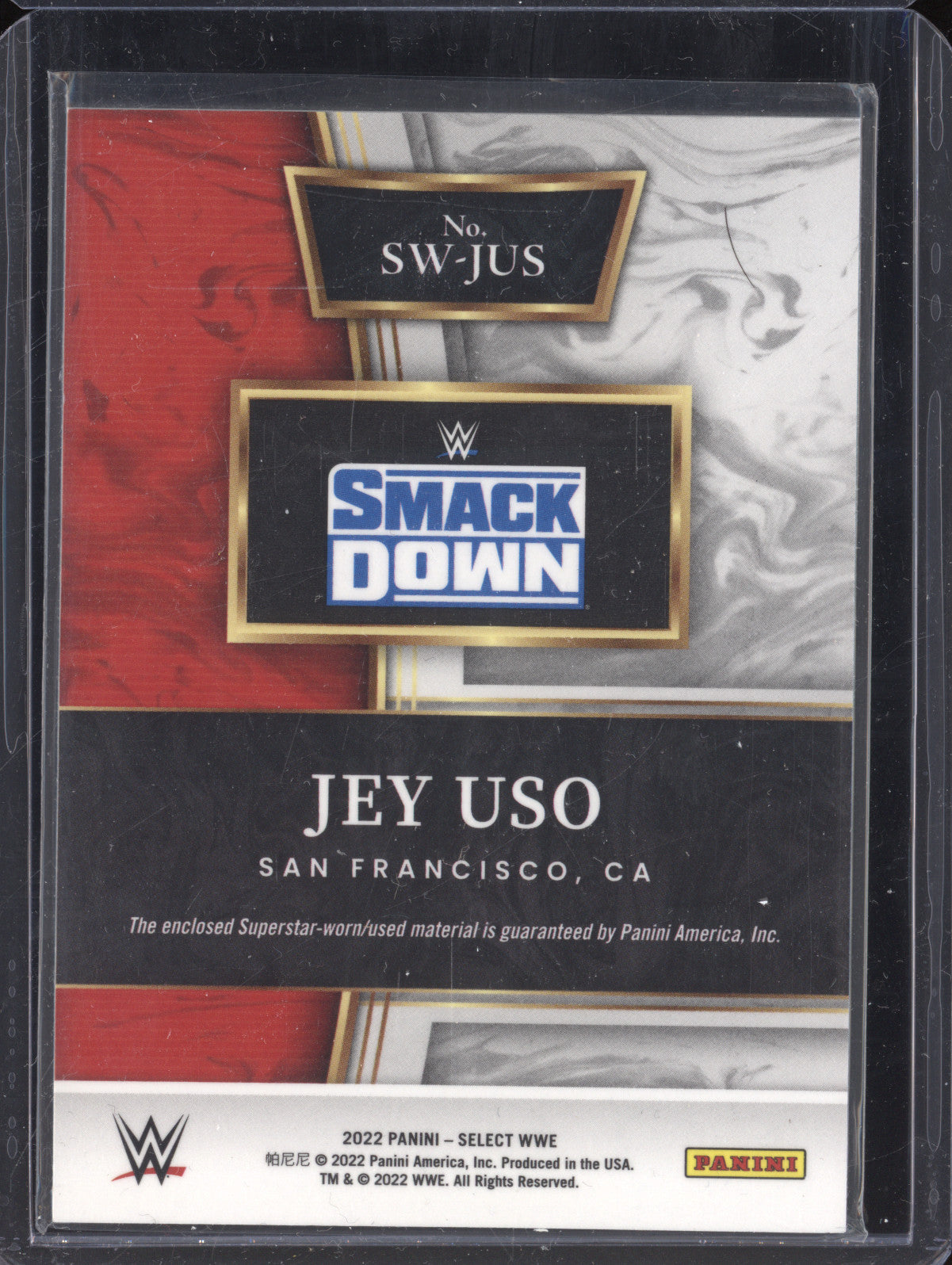 Jey Uso 2022 Panini Select SW-JUS Swatches