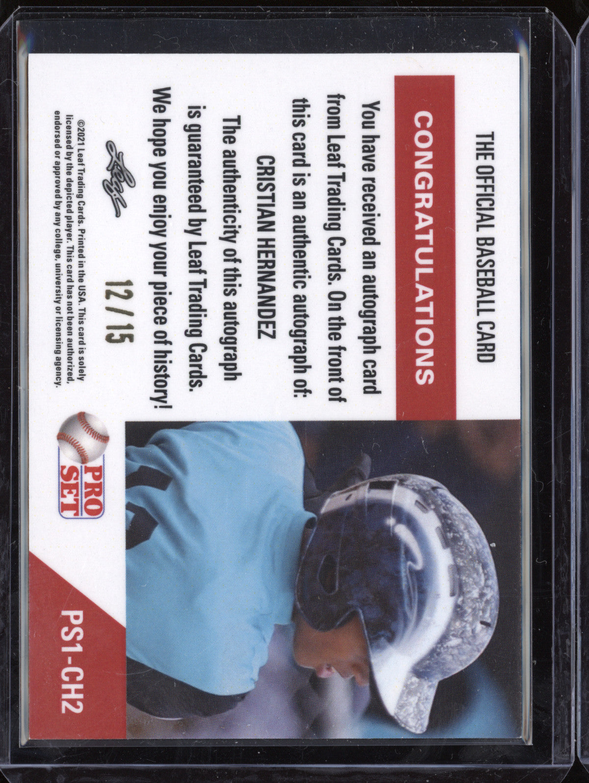 Cristian Hernandez 2021 Leaf Pro Set PS1-CH2 1991 Pro Set Auto Ebony 12/15