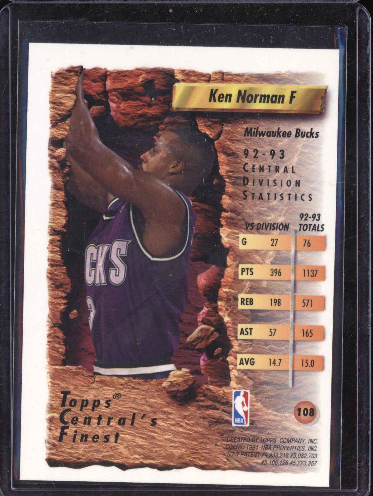 Ken Norman 1993-94 Topps Finest 108 Refractor