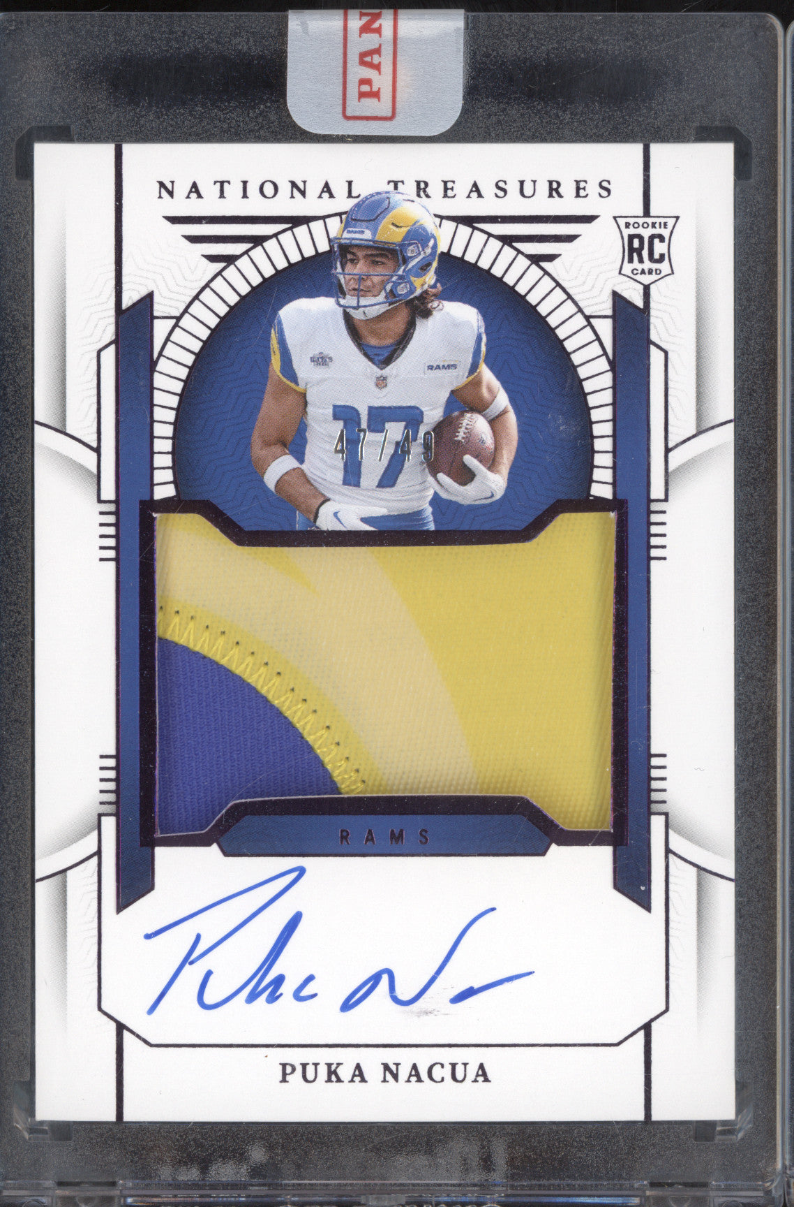 Puka Nacua 2023 Panini National Treasures 183 Rookie Patch Auto Purple RC 47/49