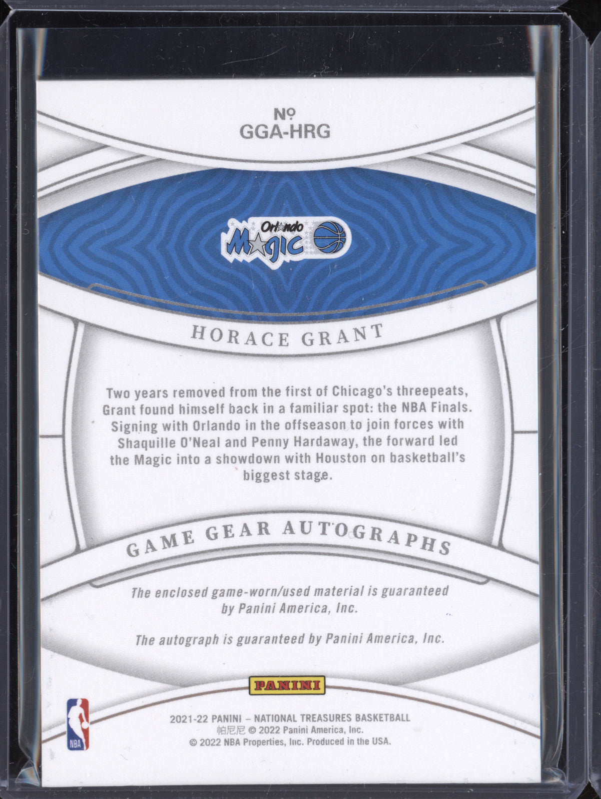 Horace Grant 2021-22 Panini National Treasures GGA-HRG Game Gear Auto 78/99