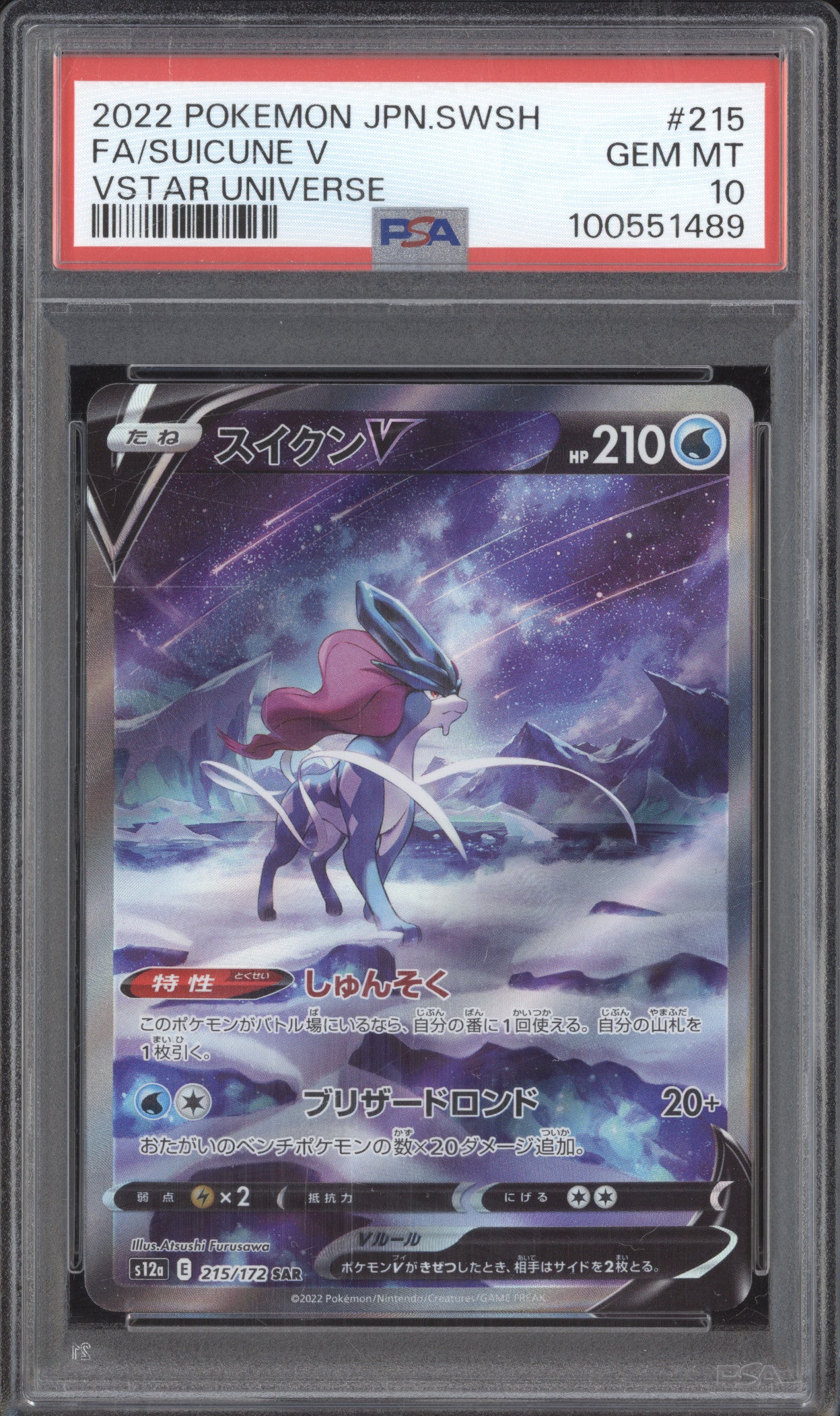 Suicune V 2022 Pokemon VStar Universe 215/172 Special Art Rare PSA 10
