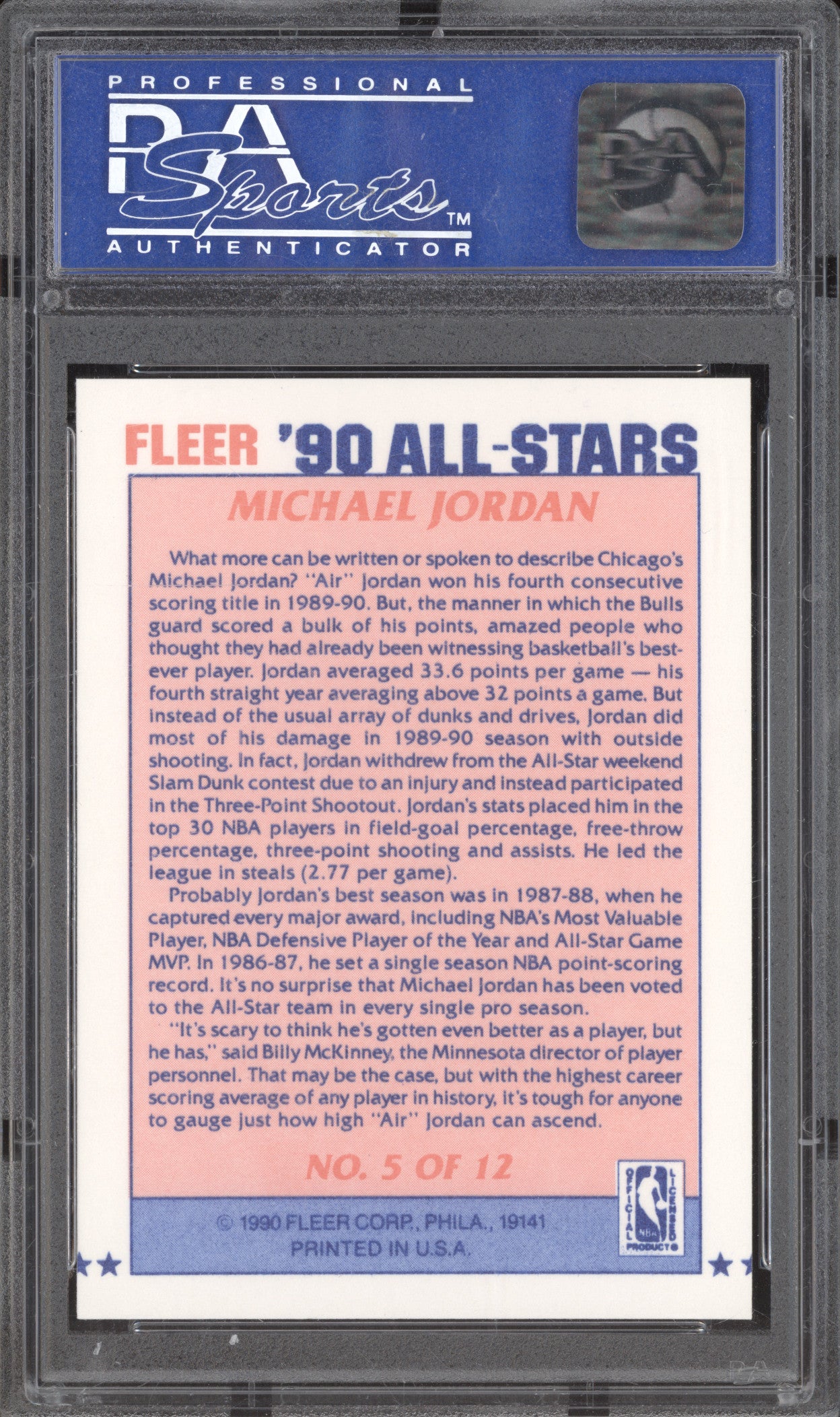 1990 Fleer All-Stars 5 Michael Jordan PSA 8