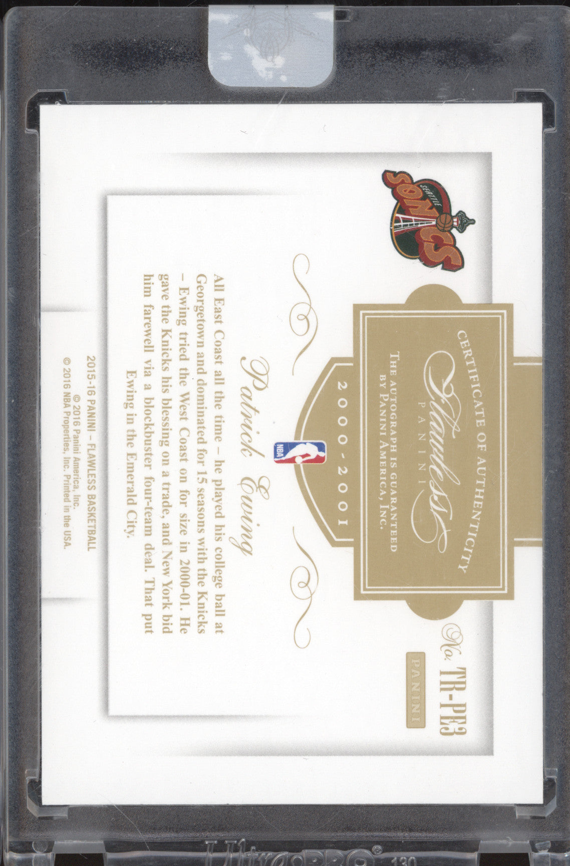 Patrick Ewing 2015-16 Panini Flawless TR-PE3 Transitions Auto 16/25