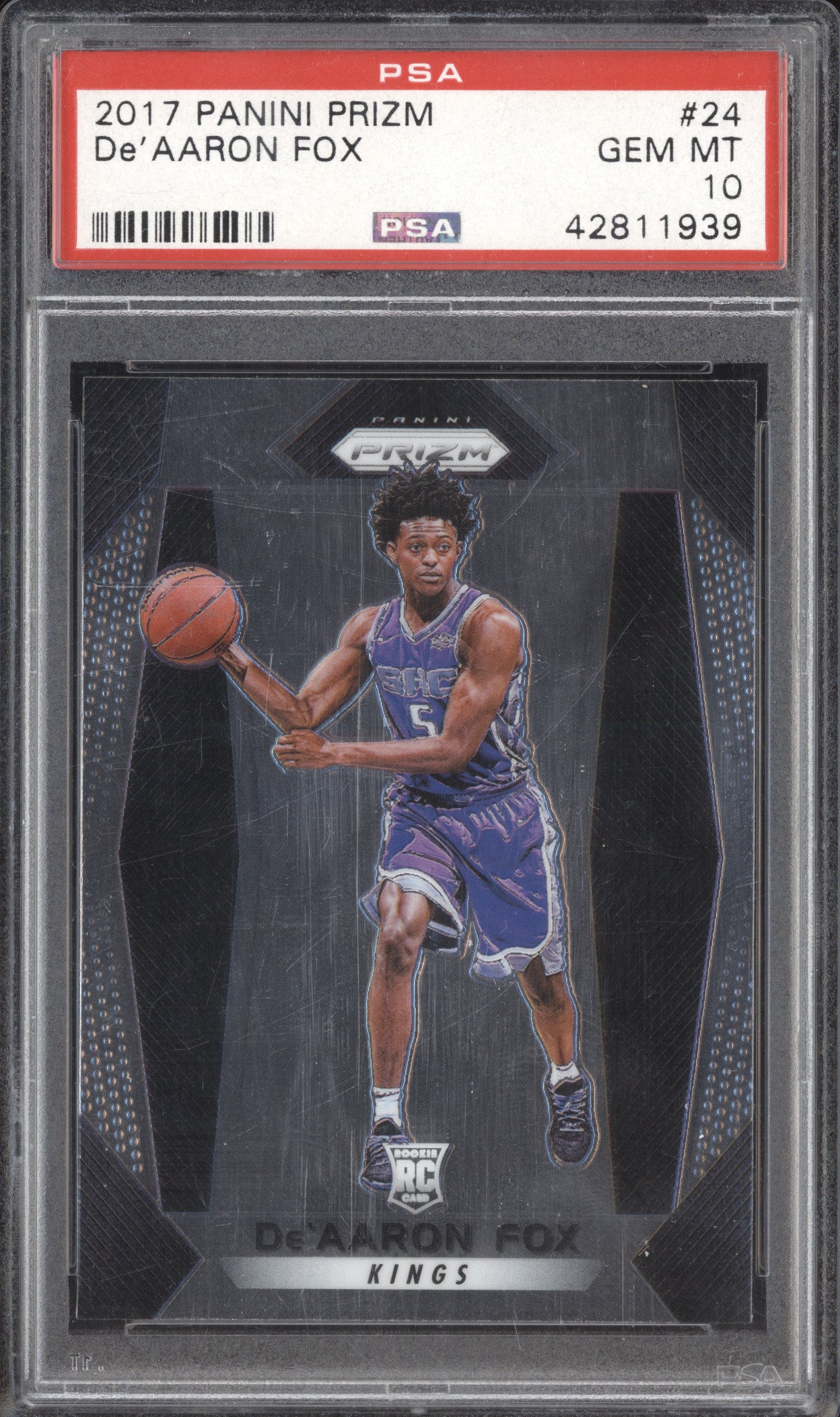 De'Aaron Fox 2017-18 Panini Prizm 24 RC PSA 10