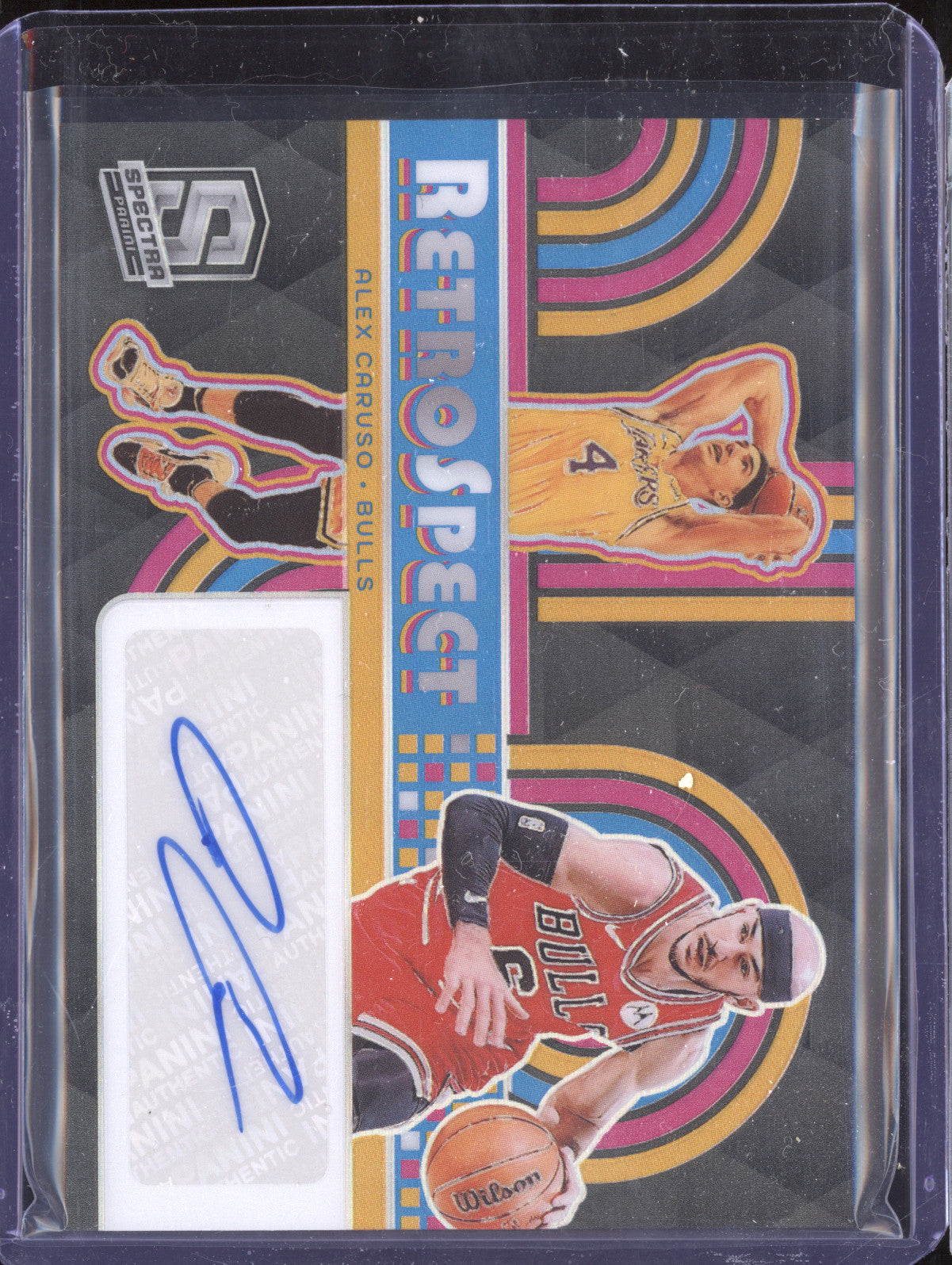 Alex Caruso 2023-24 Panini Spectra RSA-AXC RetroSpect Auto Jersey Number 04/99