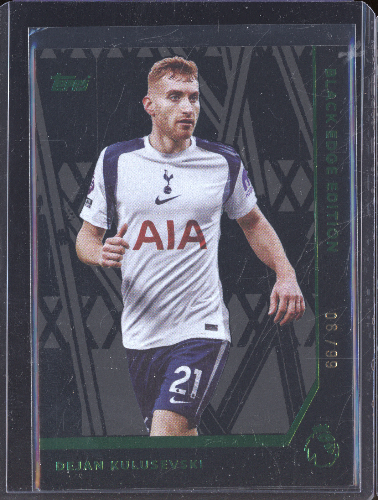 Dejan Kulusevski 2025-26 Topps Premier League BE 38 Black Edge Green 6/99