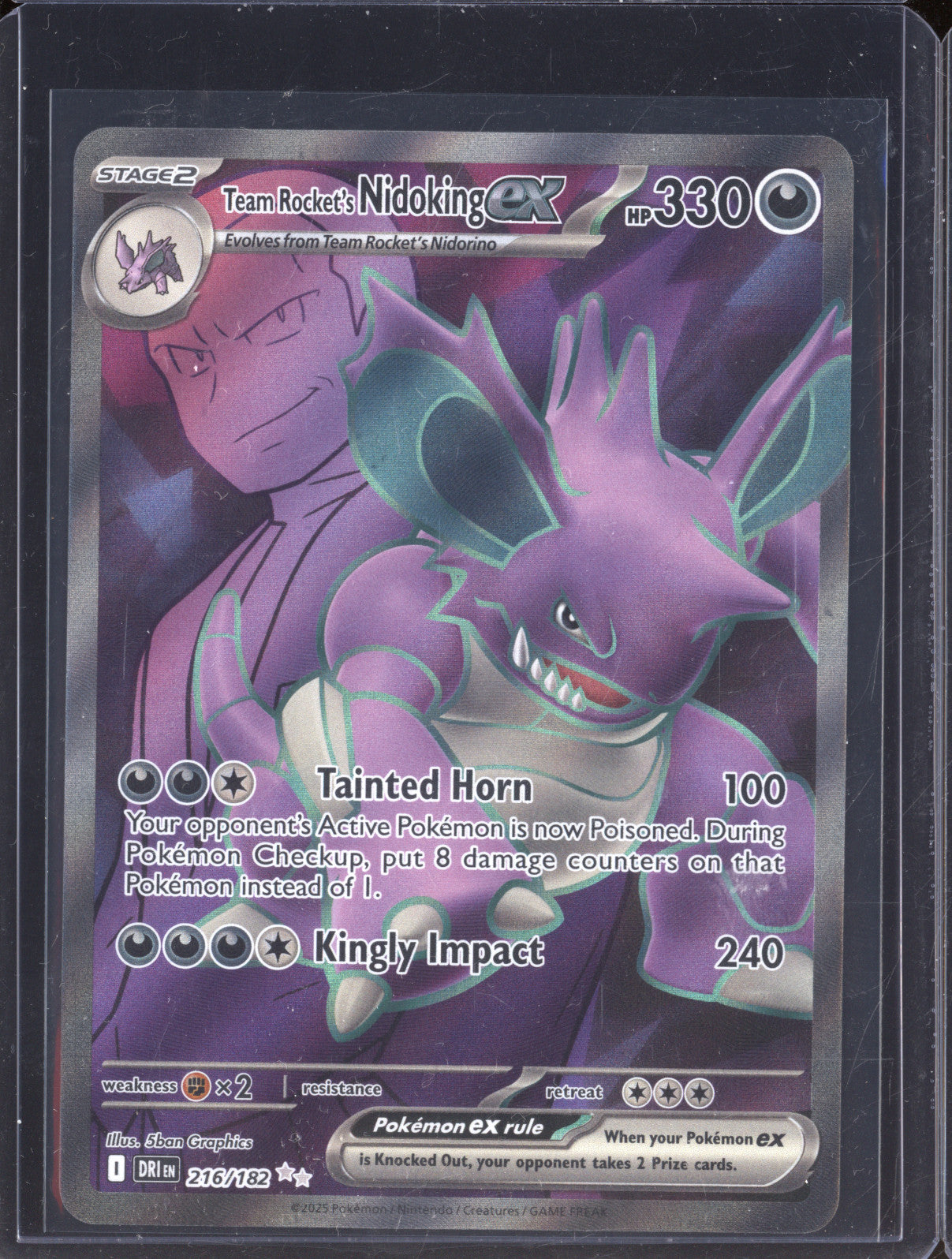Team Rocket's Nidoking ex 2025 Pokemon Destined Rivals 216/182 Ultra Rare