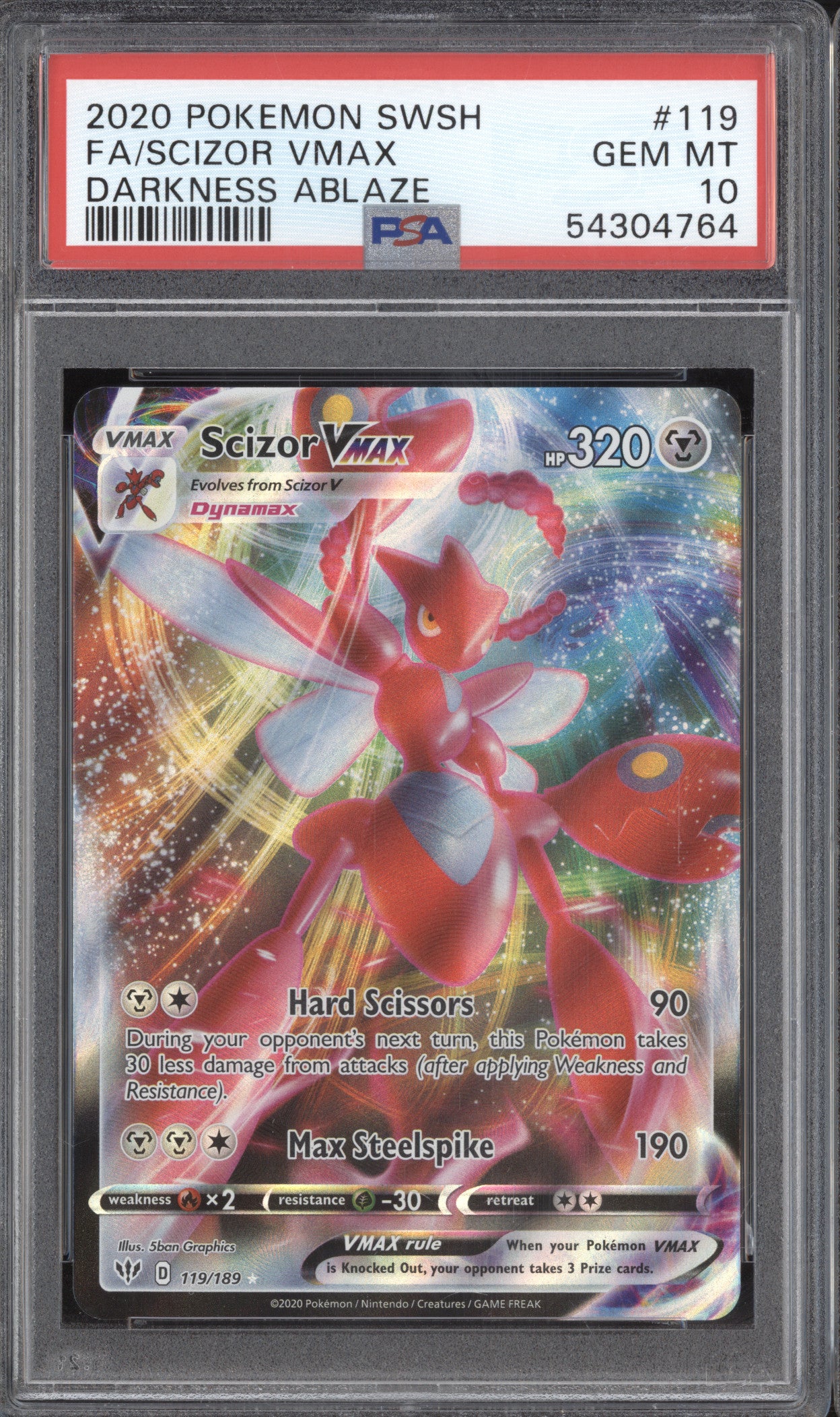 Scizor VMax 2020 Pokemon Darkness Ablaze 119/189 Ultra Rare PSA 10