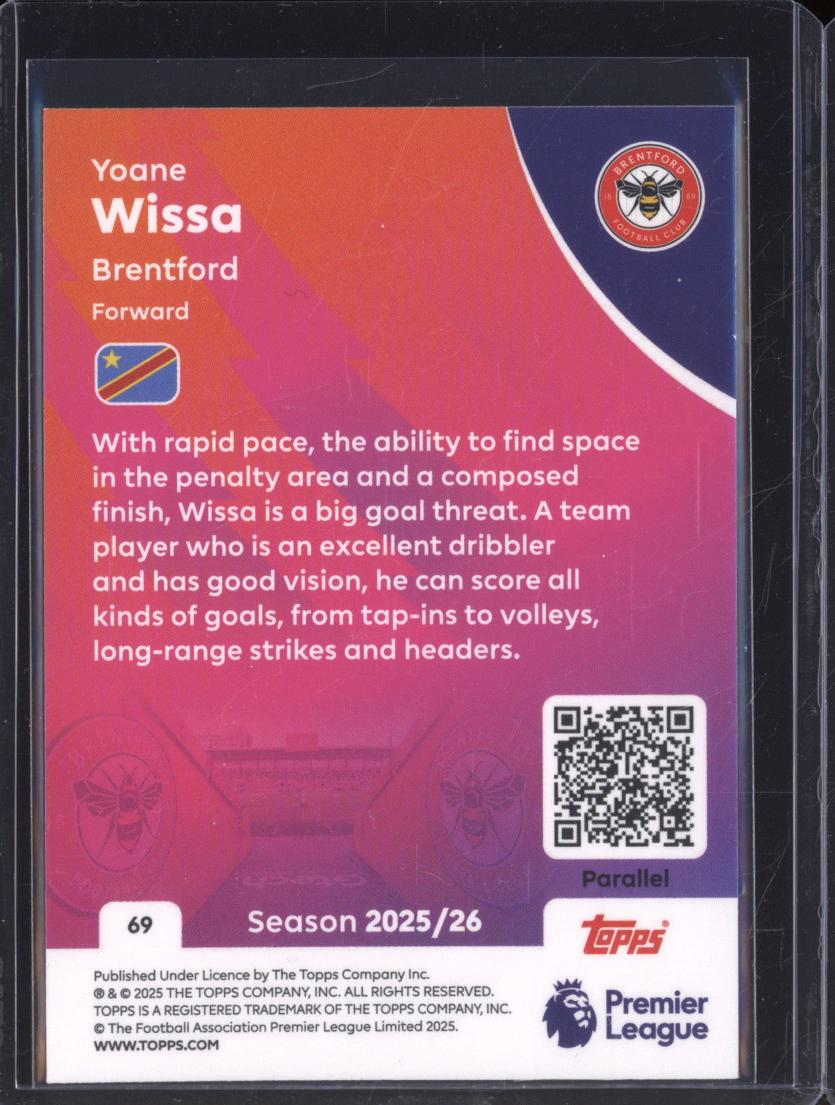 2025-26 Topps Premier League 69 Yoane Wissa Green Sparkle 99/99