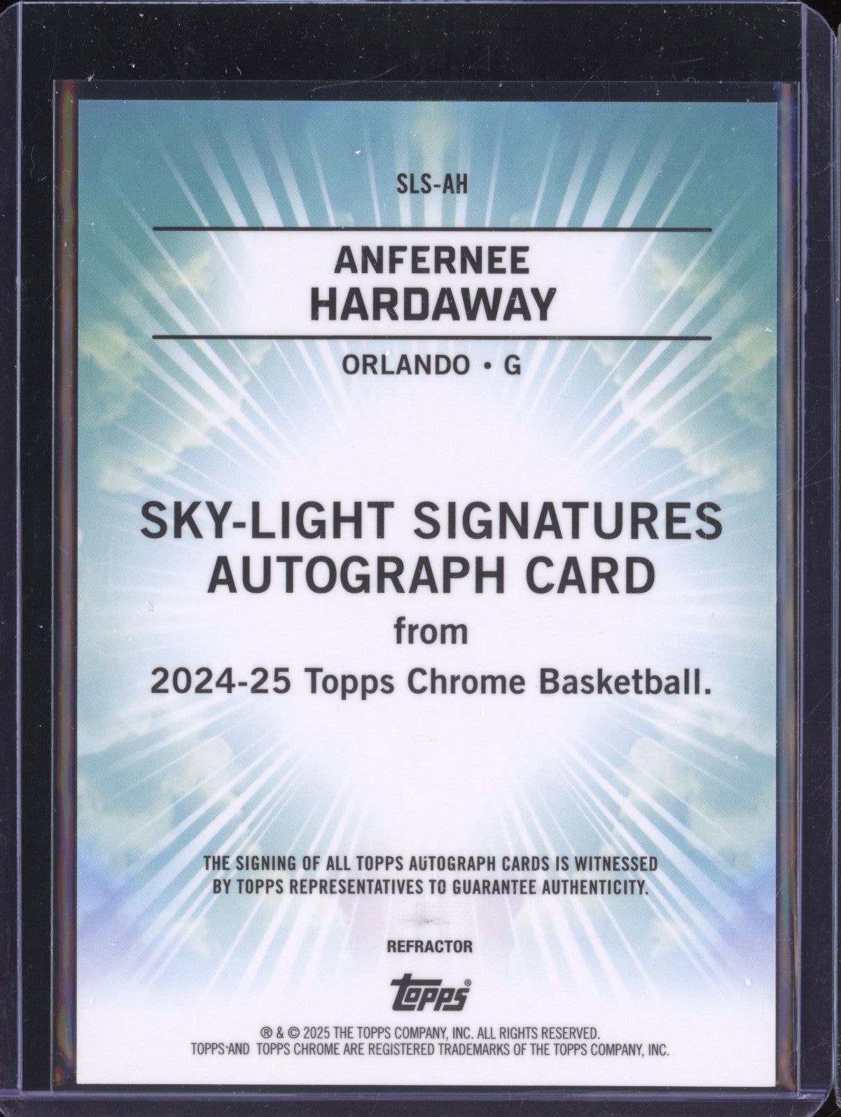 Anfernee Hardaway 2024-25 Topps Chrome SLS-AH Sky Light Auto Refractor