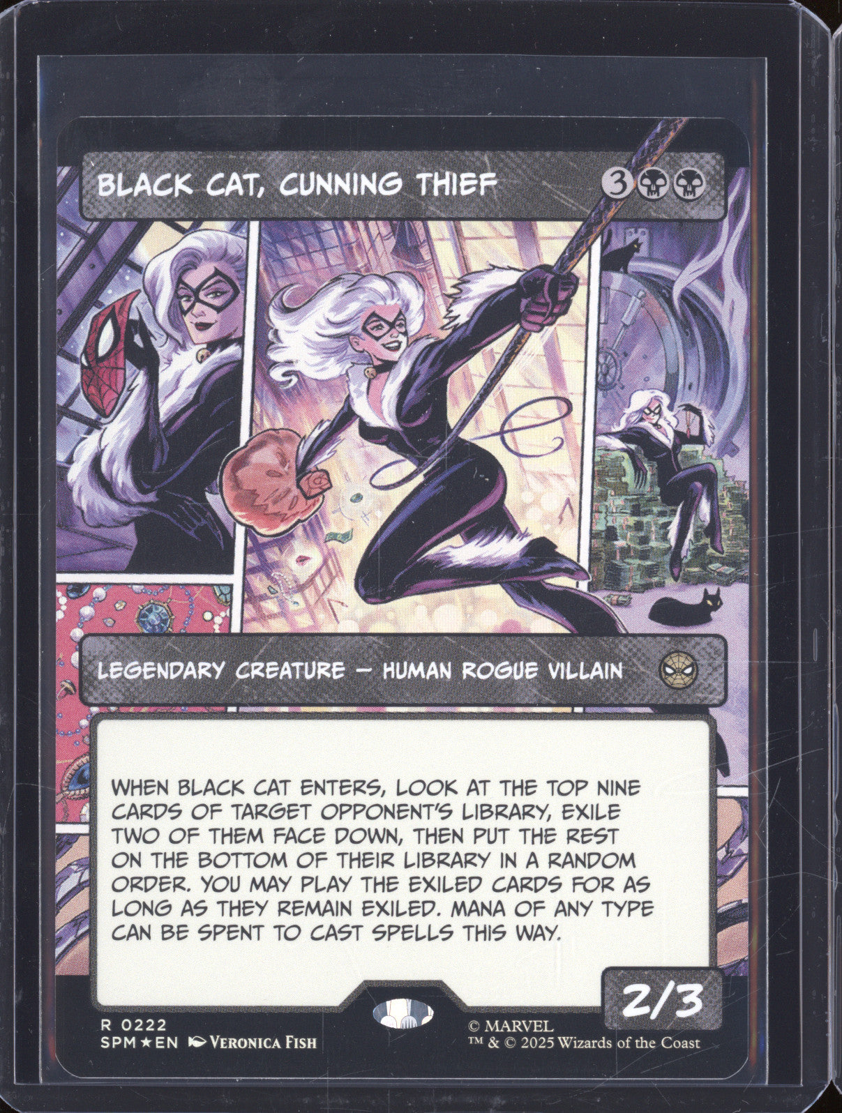 2025 MTG Marvel's Spider-Man 222 Black Cat, Cunning Thief Foil Borderless