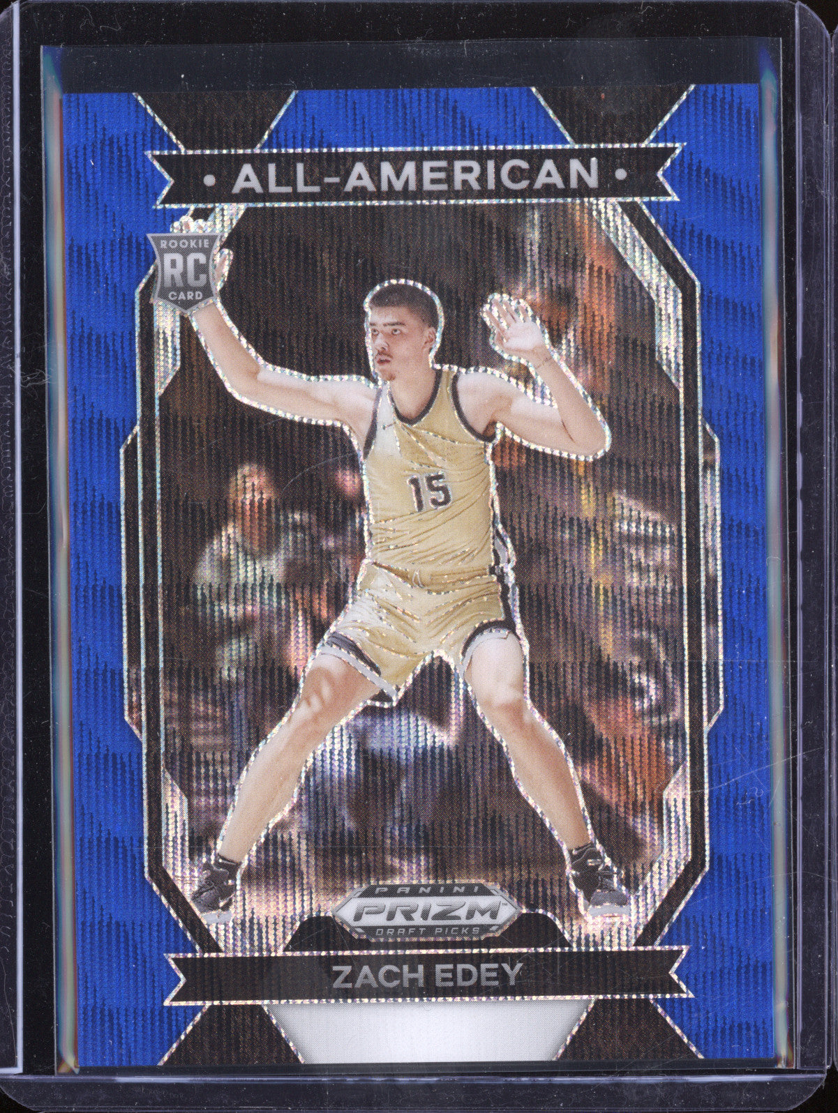 Zach Edey 2024 Panini Prizm Draft Picks 15 All-American Blue Wave RC 29/249