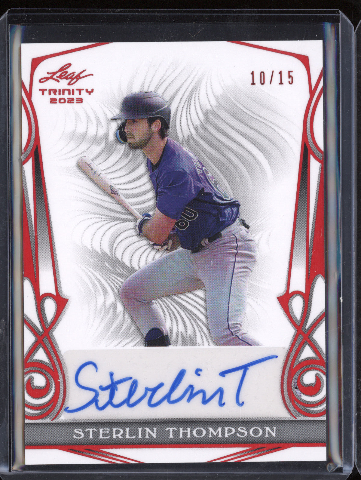 Sterlin Thompson 2023 Leaf Trinity BA-ST1 Autograph Red 10/15