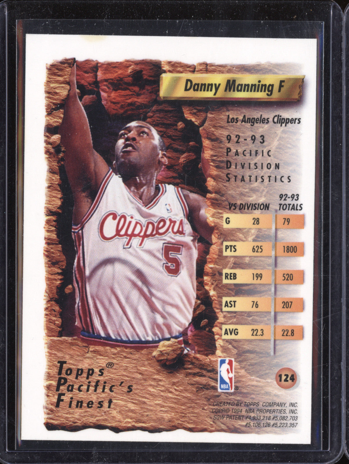Danny Manning 1993-94 Topps Finest 124 Refractor