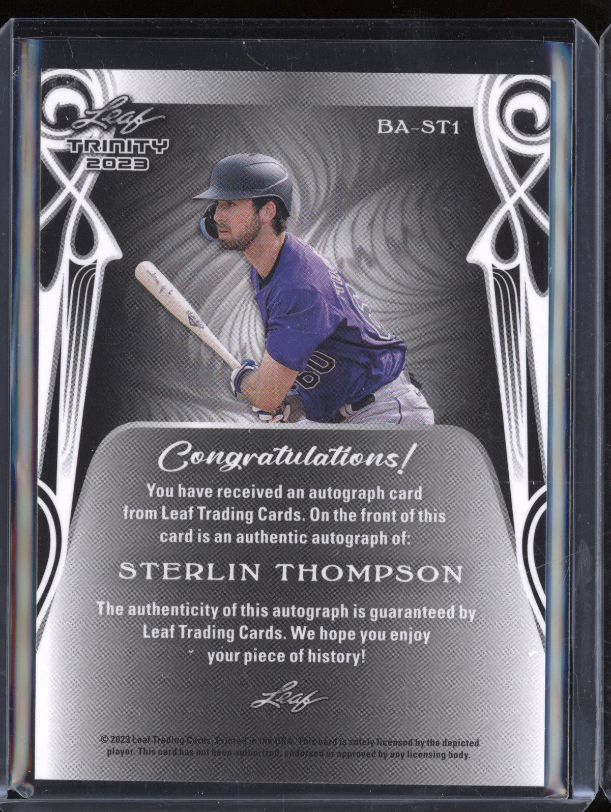 Sterlin Thompson 2023 Leaf Trinity BA-ST1 Autograph Red 10/15
