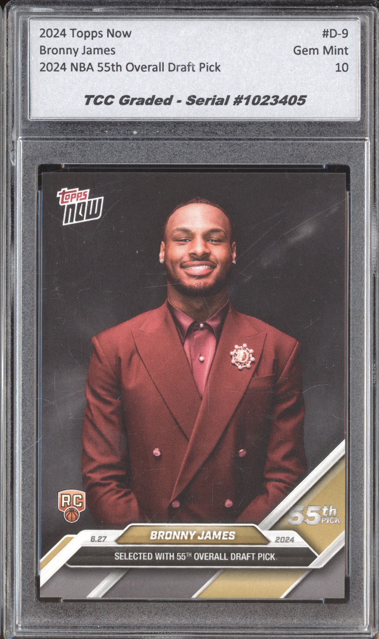 2024 Topps Now D-9 Bronny James RC TCC 10