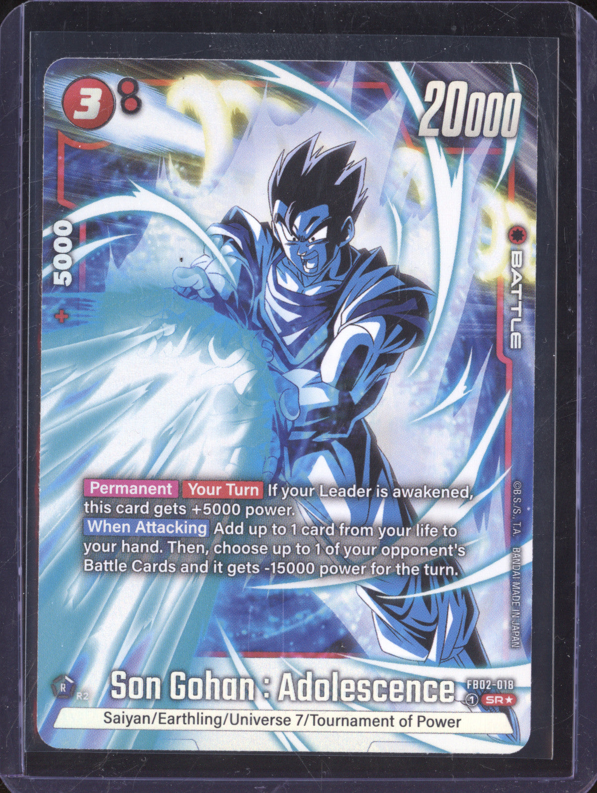 Son Gohan : Adolescence Dragon Ball Blazing Aura FB02-018 Super Rare Alt Art