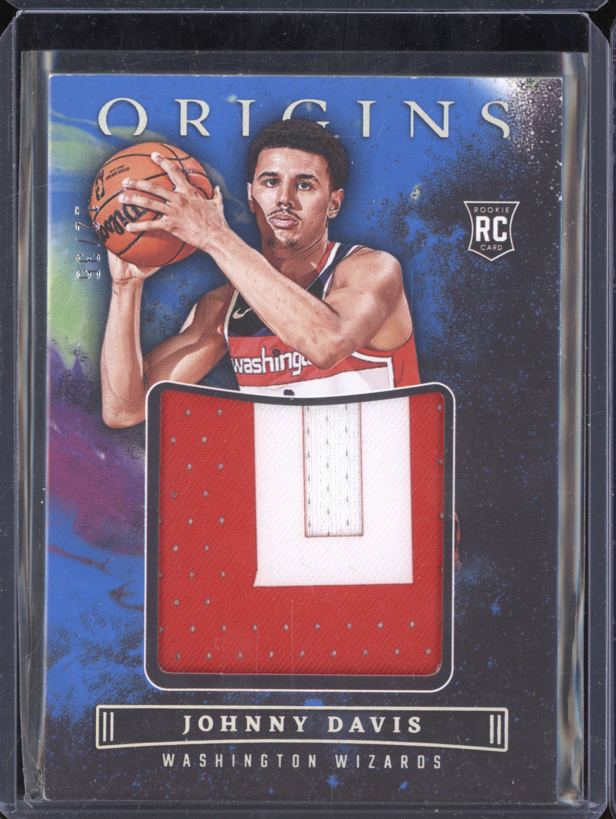 Johnny Davis 2022-23 Panini Origins JJ-JDW Rookie Jumbo Jersey Blue RC 12/35